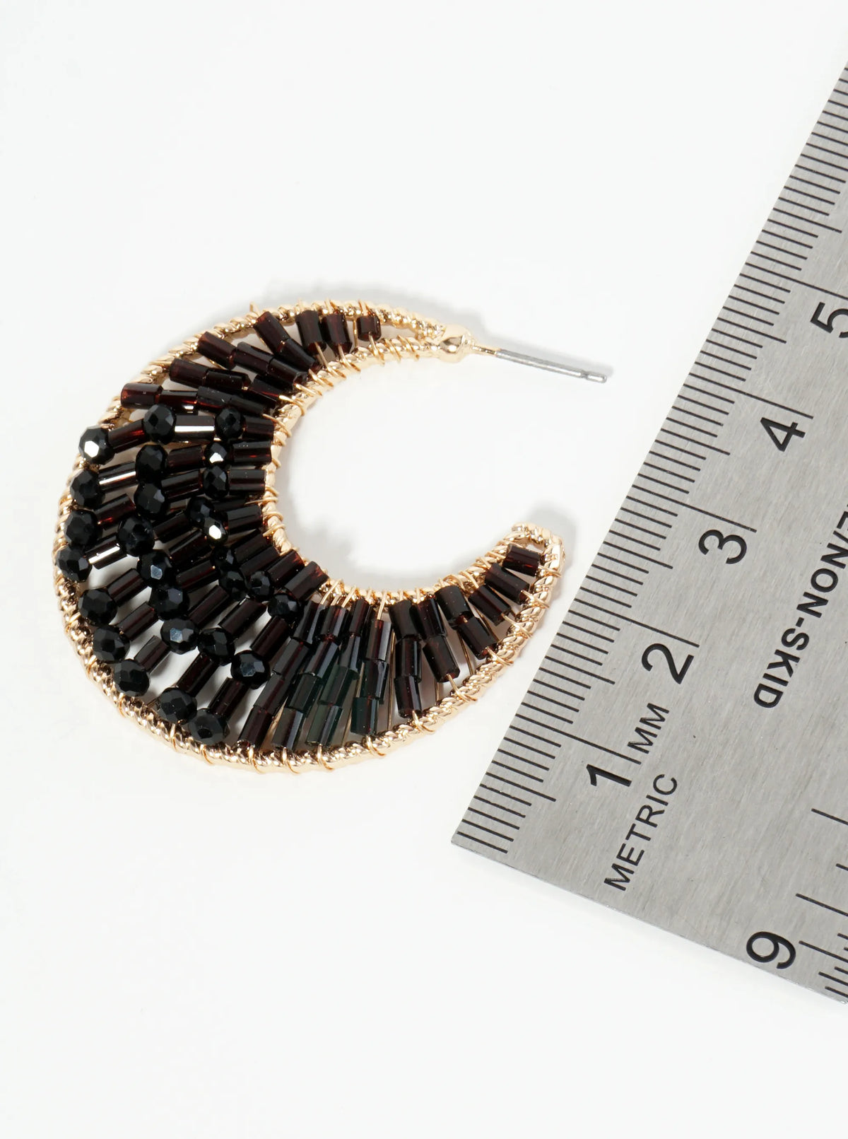 35mm Crescent Hoop Earrings Filled With Glass Beads