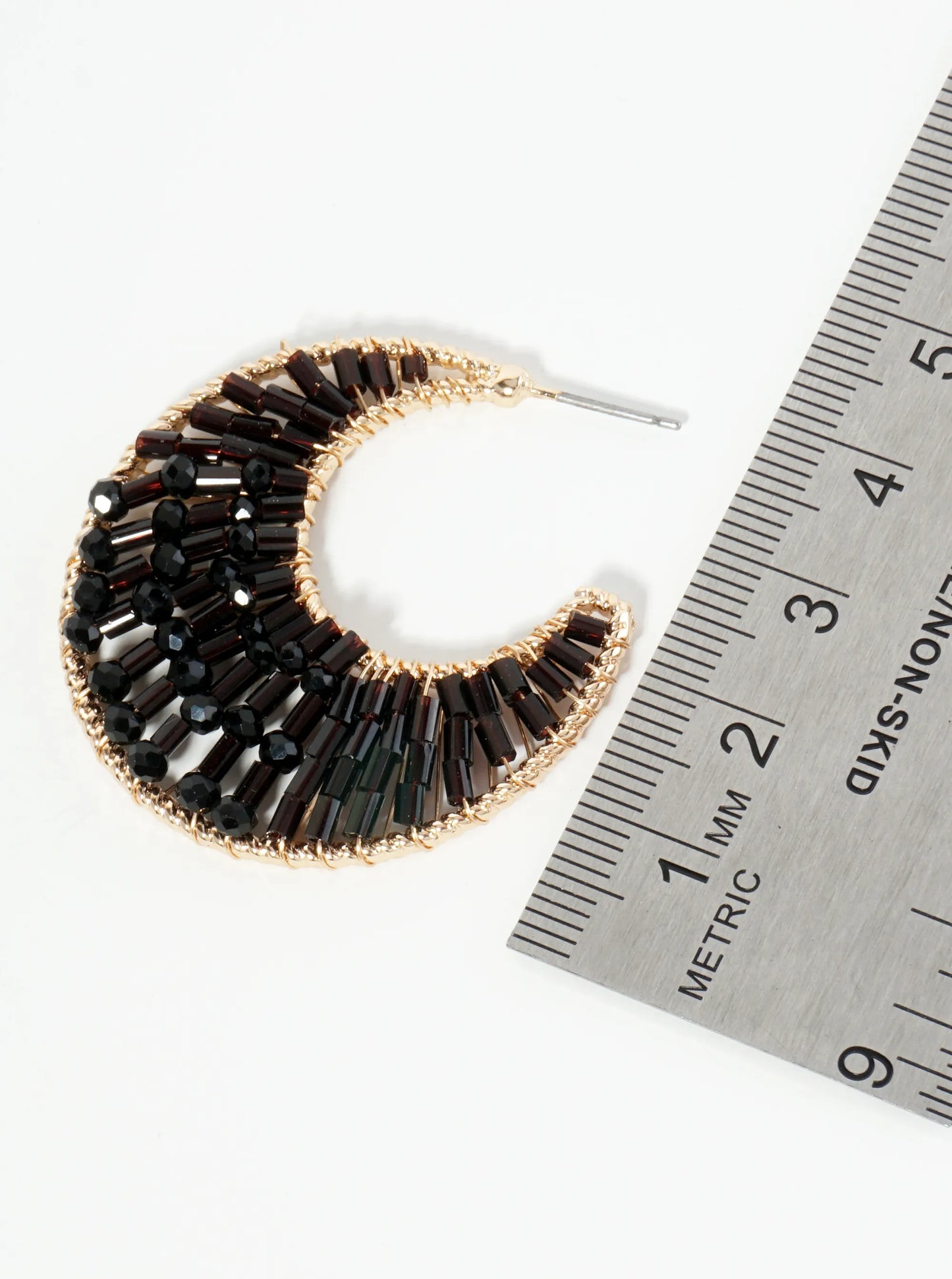35mm Crescent Hoop Earrings Filled With Glass Beads
