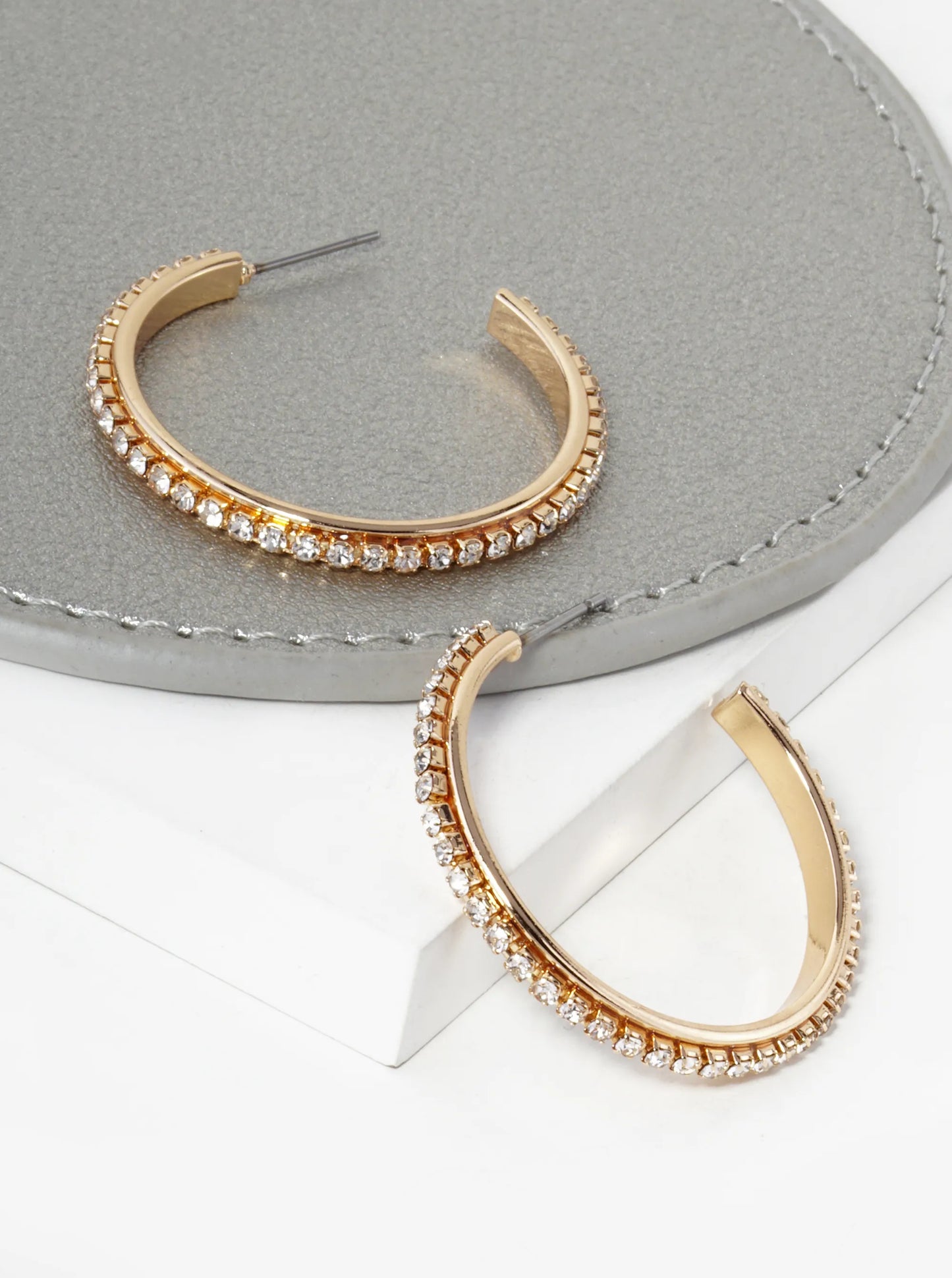 35mm Crystal Open Hoop Earrings