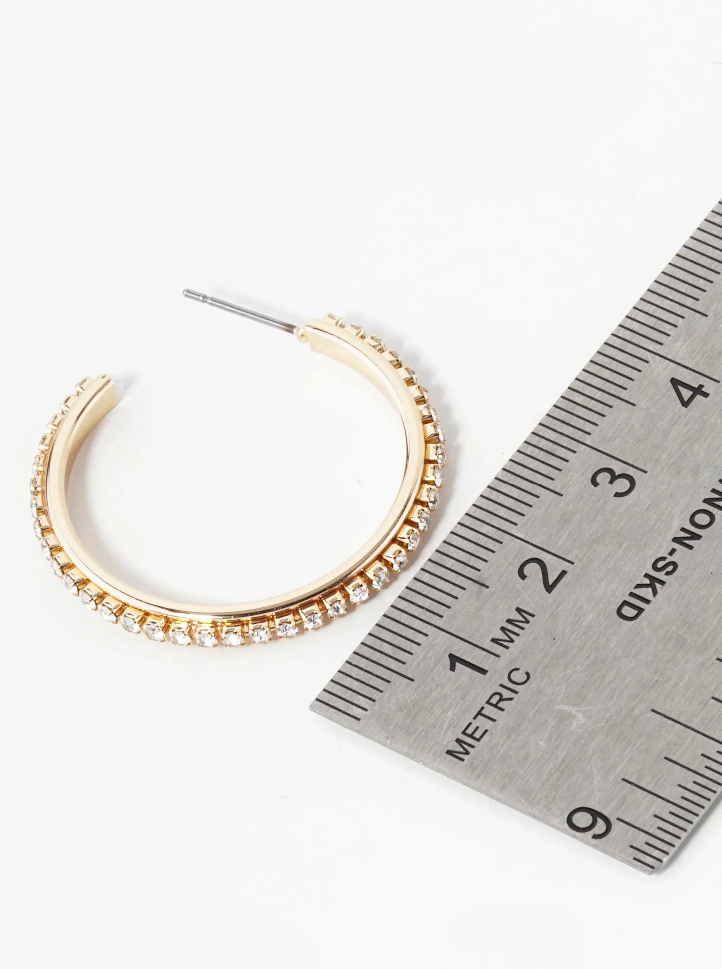 35mm Crystal Open Hoop Earrings
