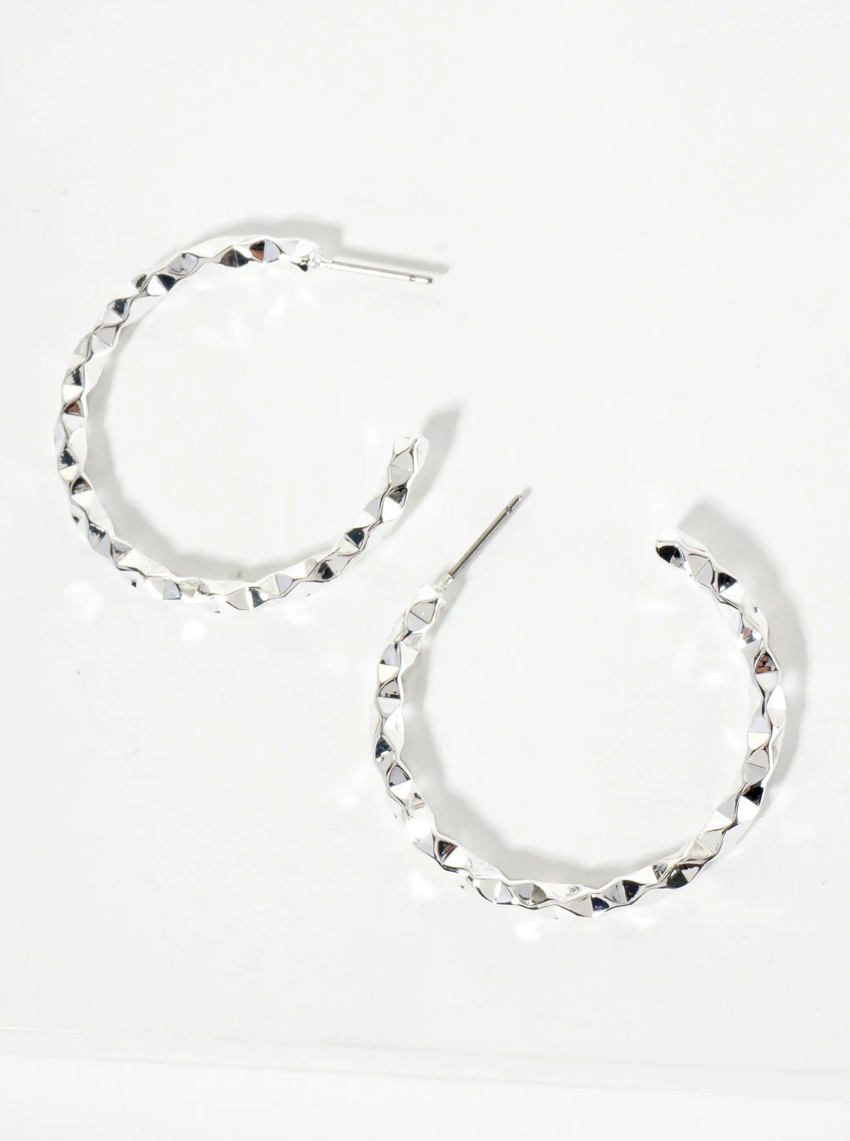 35mm Geometric Texture Open Hoop Earrings