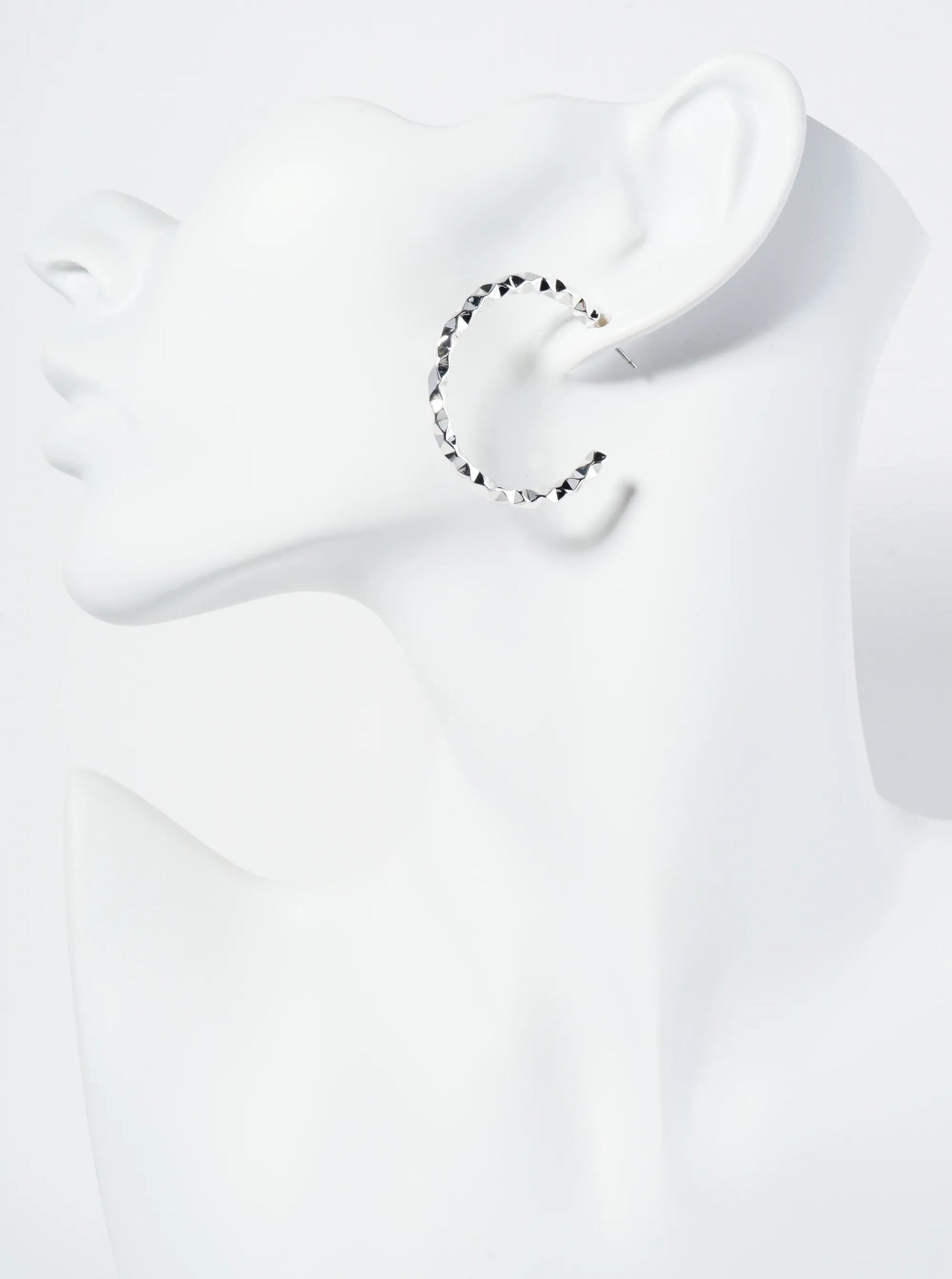 35mm Geometric Texture Open Hoop Earrings