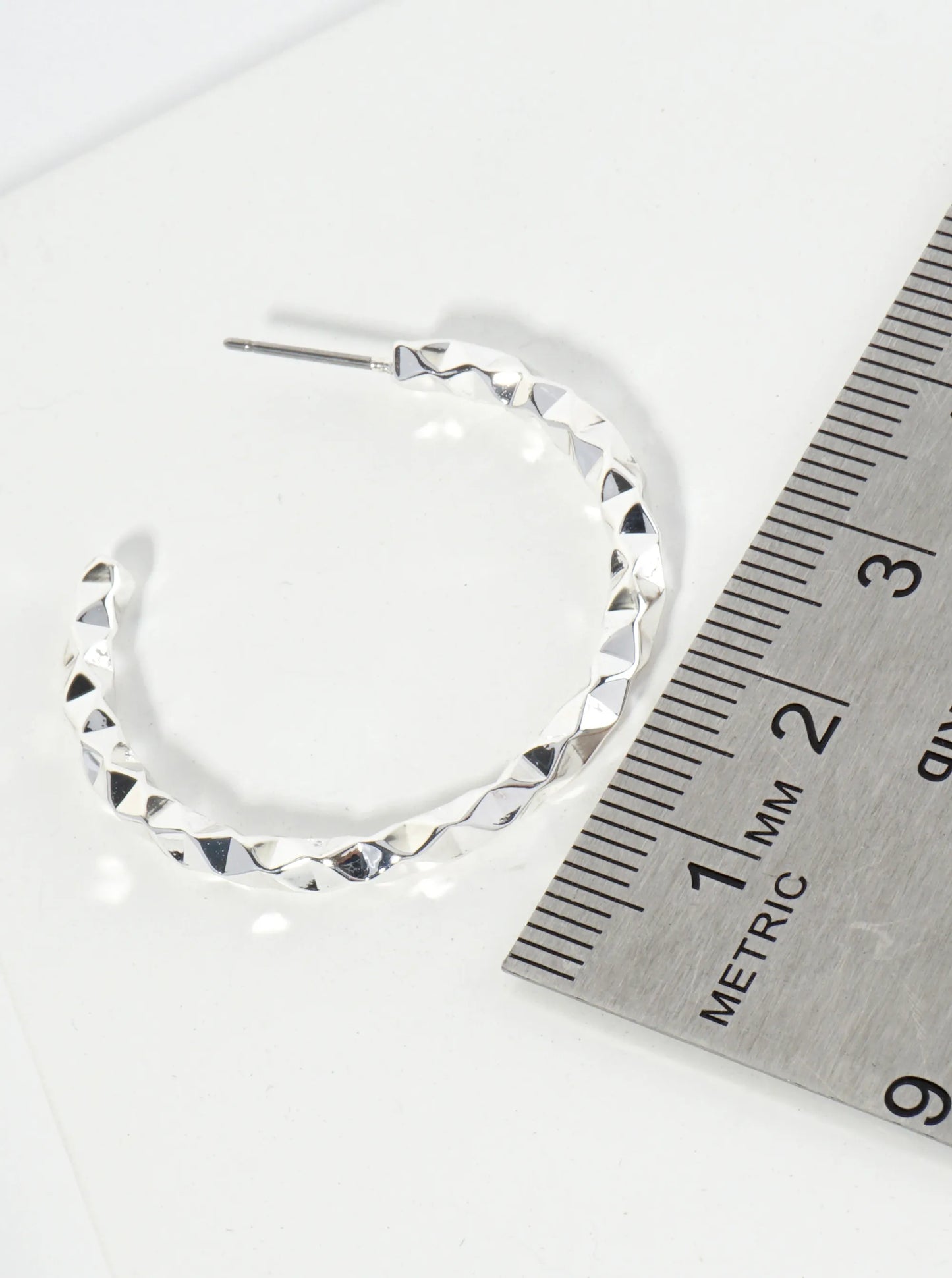 35mm Geometric Texture Open Hoop Earrings