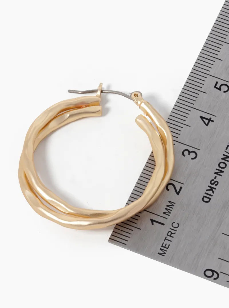 35mm Hammered Double Hoop Earrings