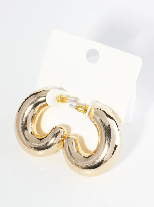 35mm Hollow Metallic Oval Shape Bold Chunky Hoop Earrings