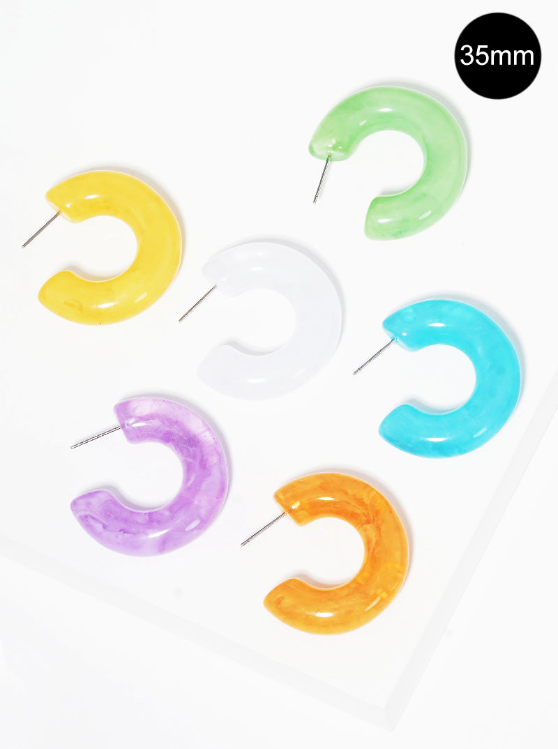 35mm Marbled Resin Hoop Earrings