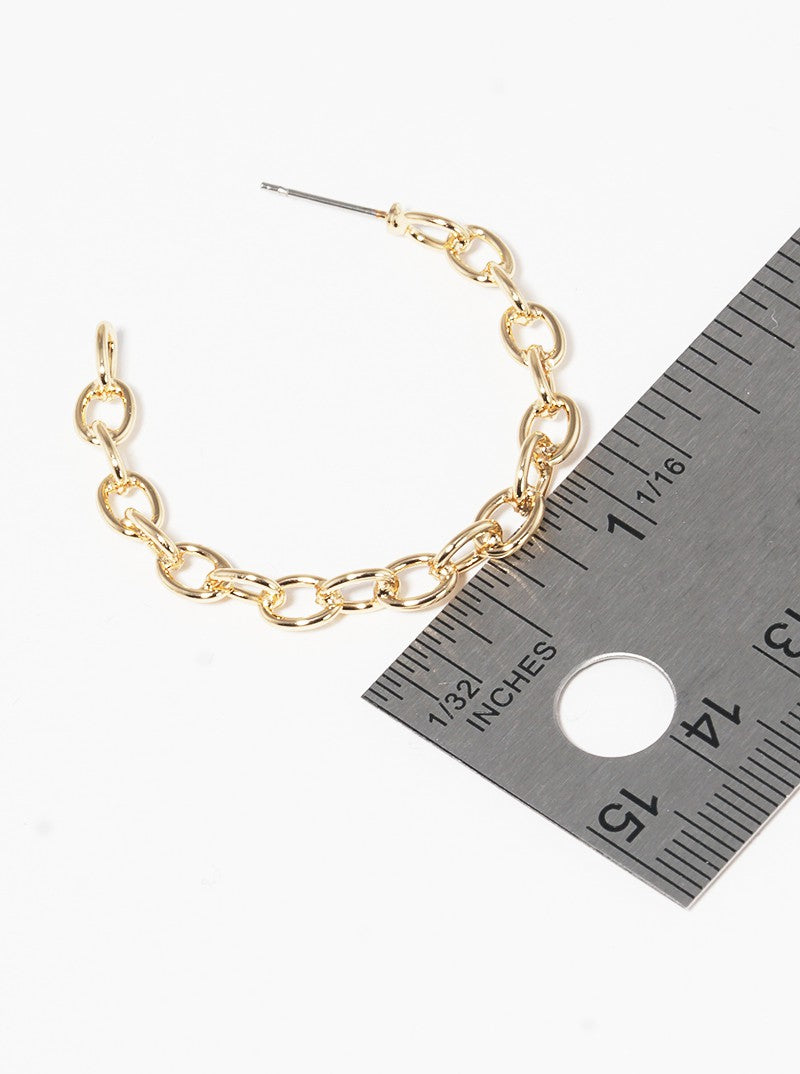 35mm Metal Chain Open Hoop Earrings