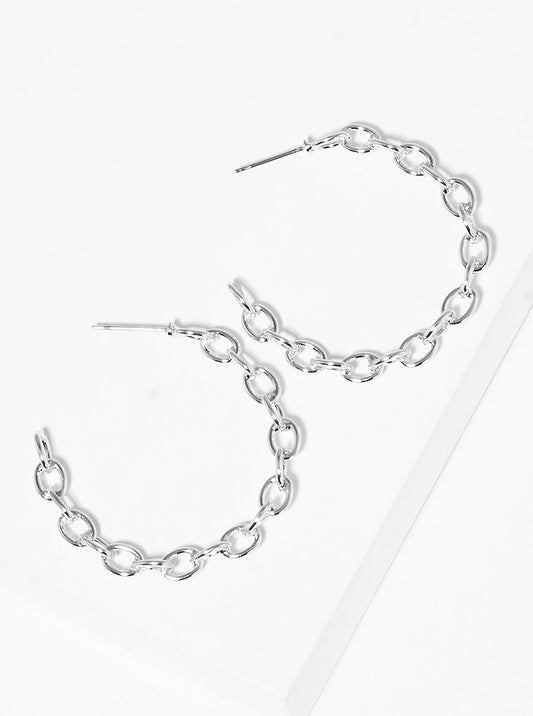 35mm Metal Chain Open Hoop Earrings