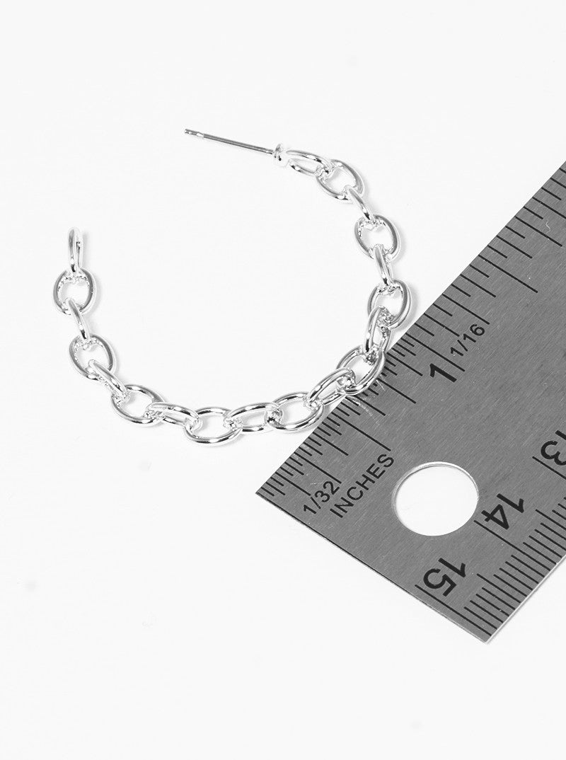 35mm Metal Chain Open Hoop Earrings