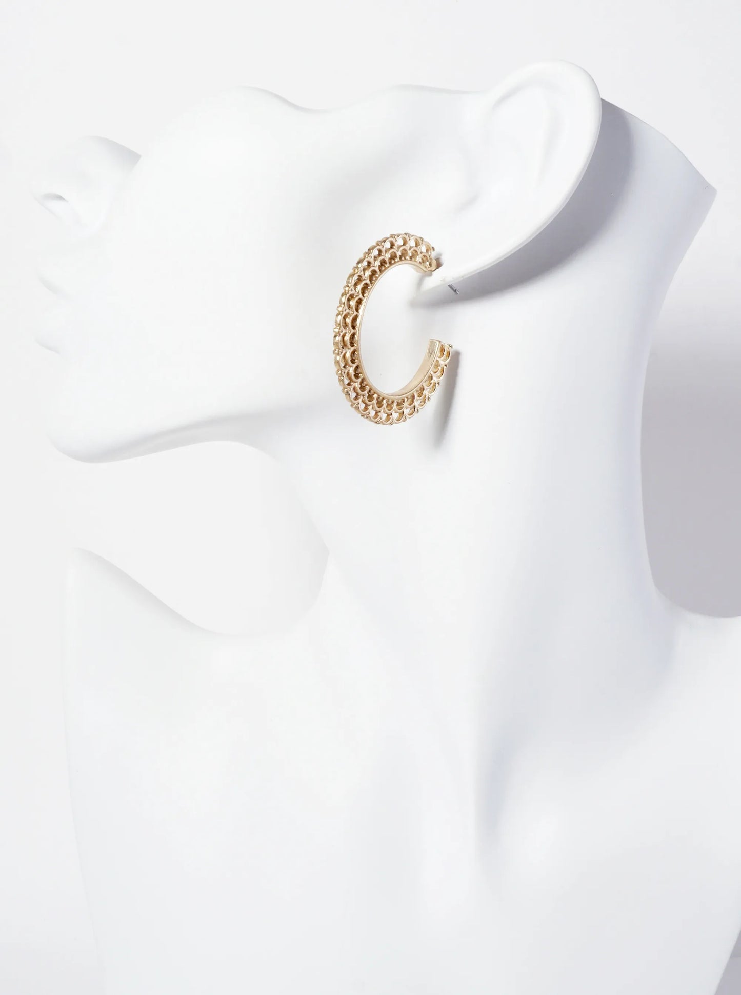 35mm Metal Filigree Open Hoop Earrings