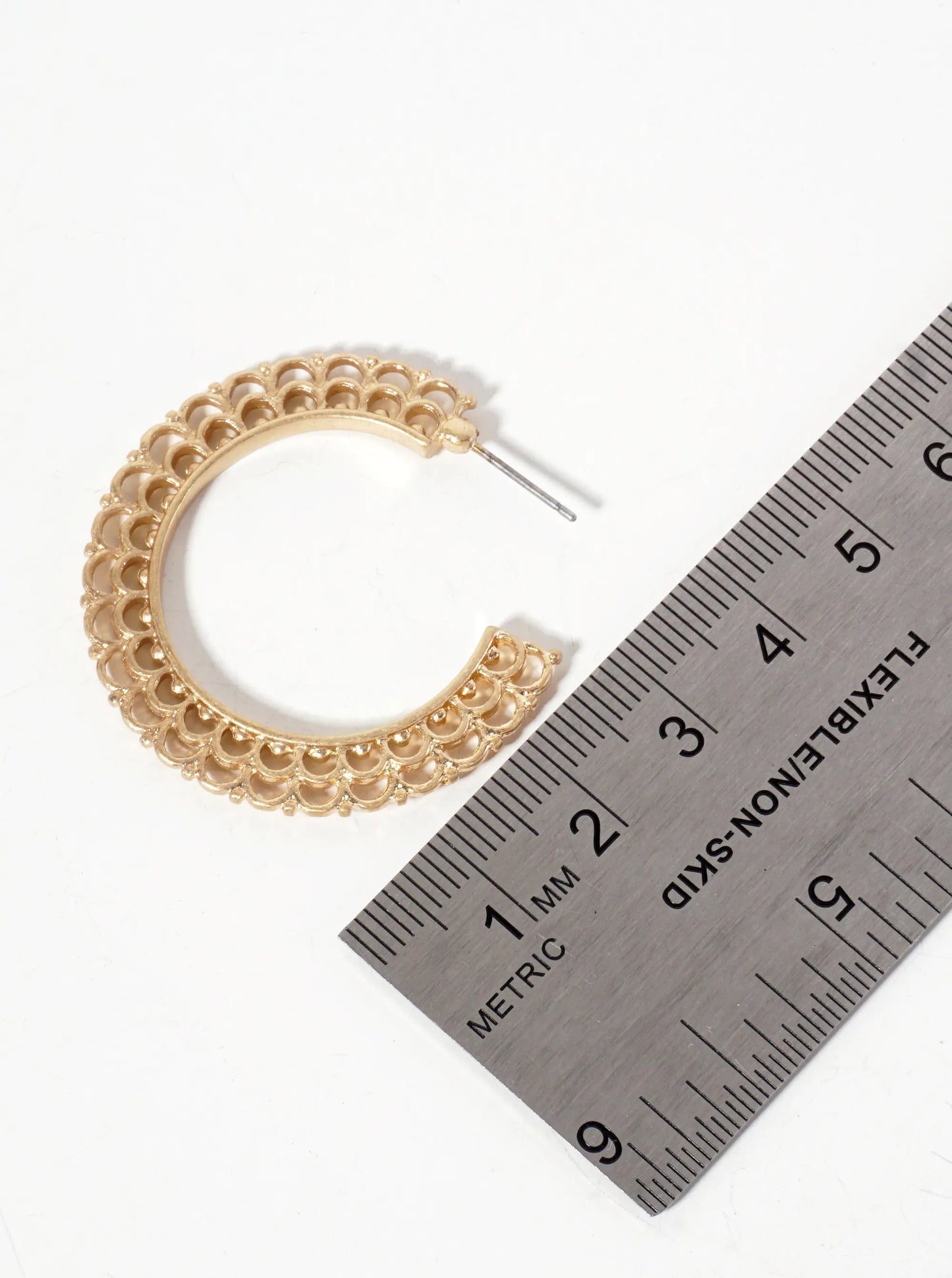 35mm Metal Filigree Open Hoop Earrings