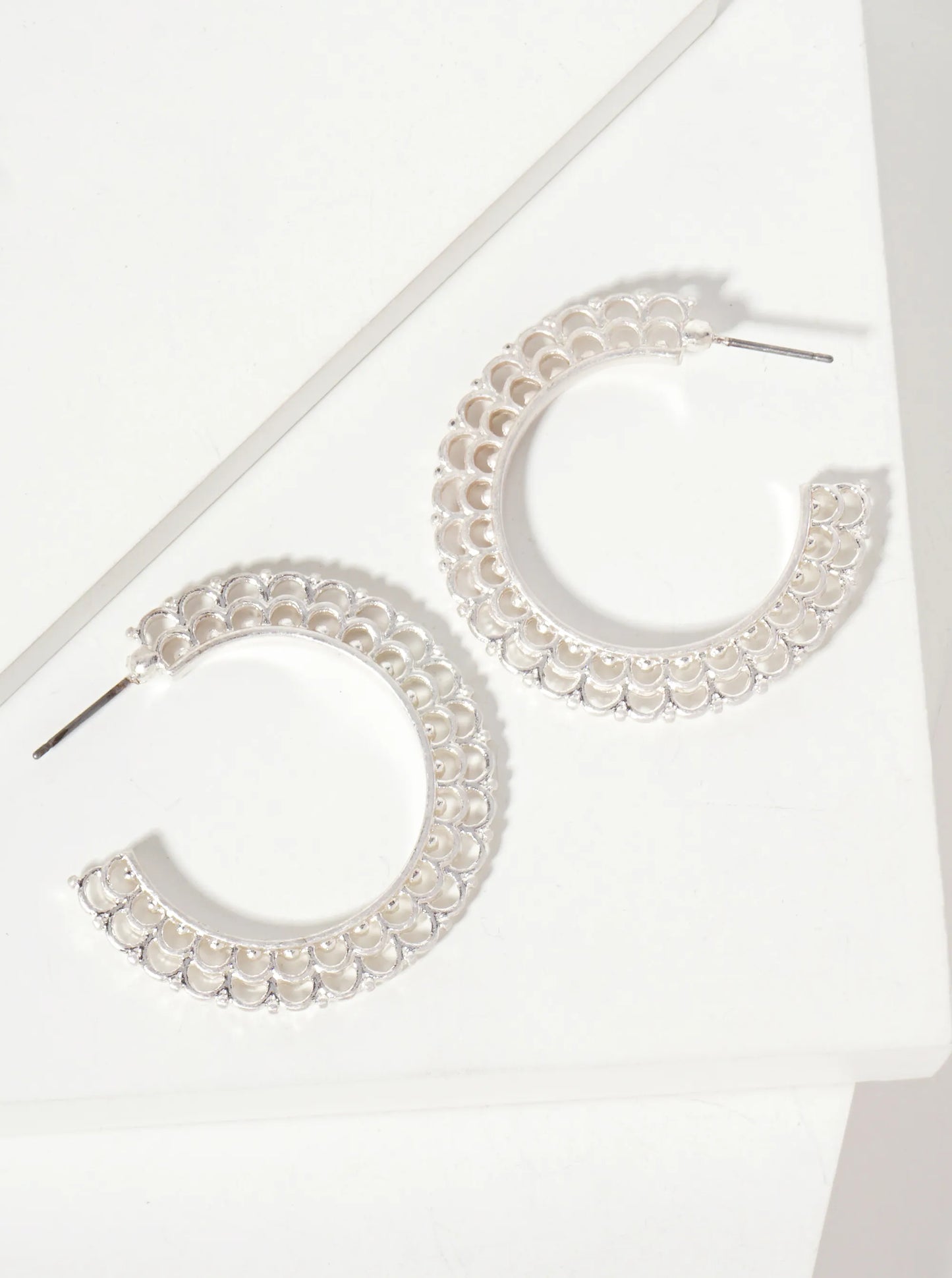 35mm Metal Filigree Open Hoop Earrings