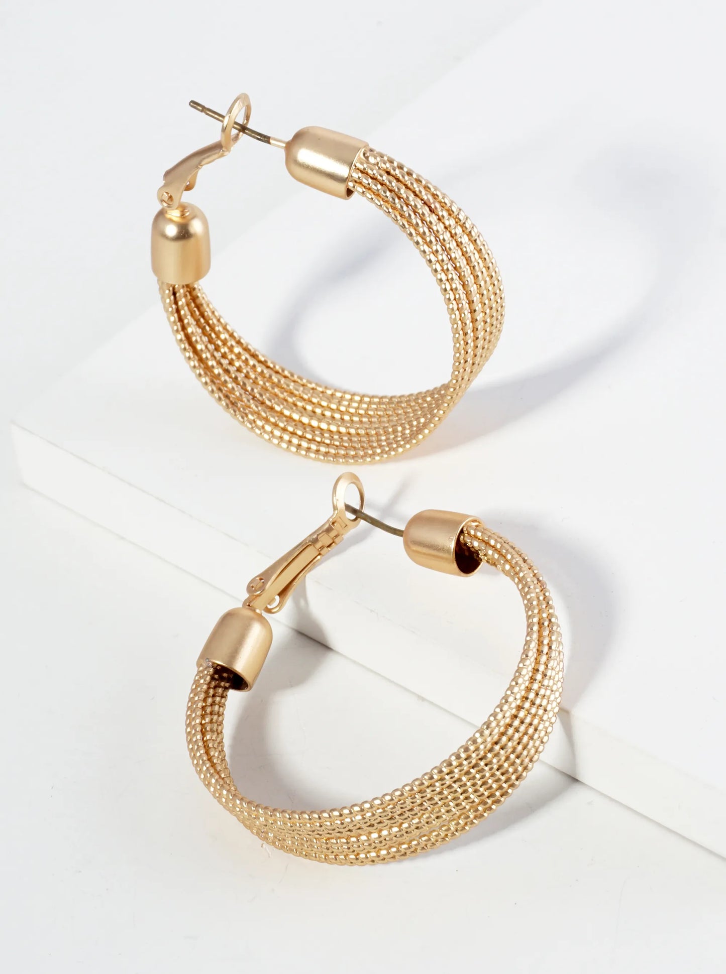 35mm Metal Textured Wire Hoop Earrings