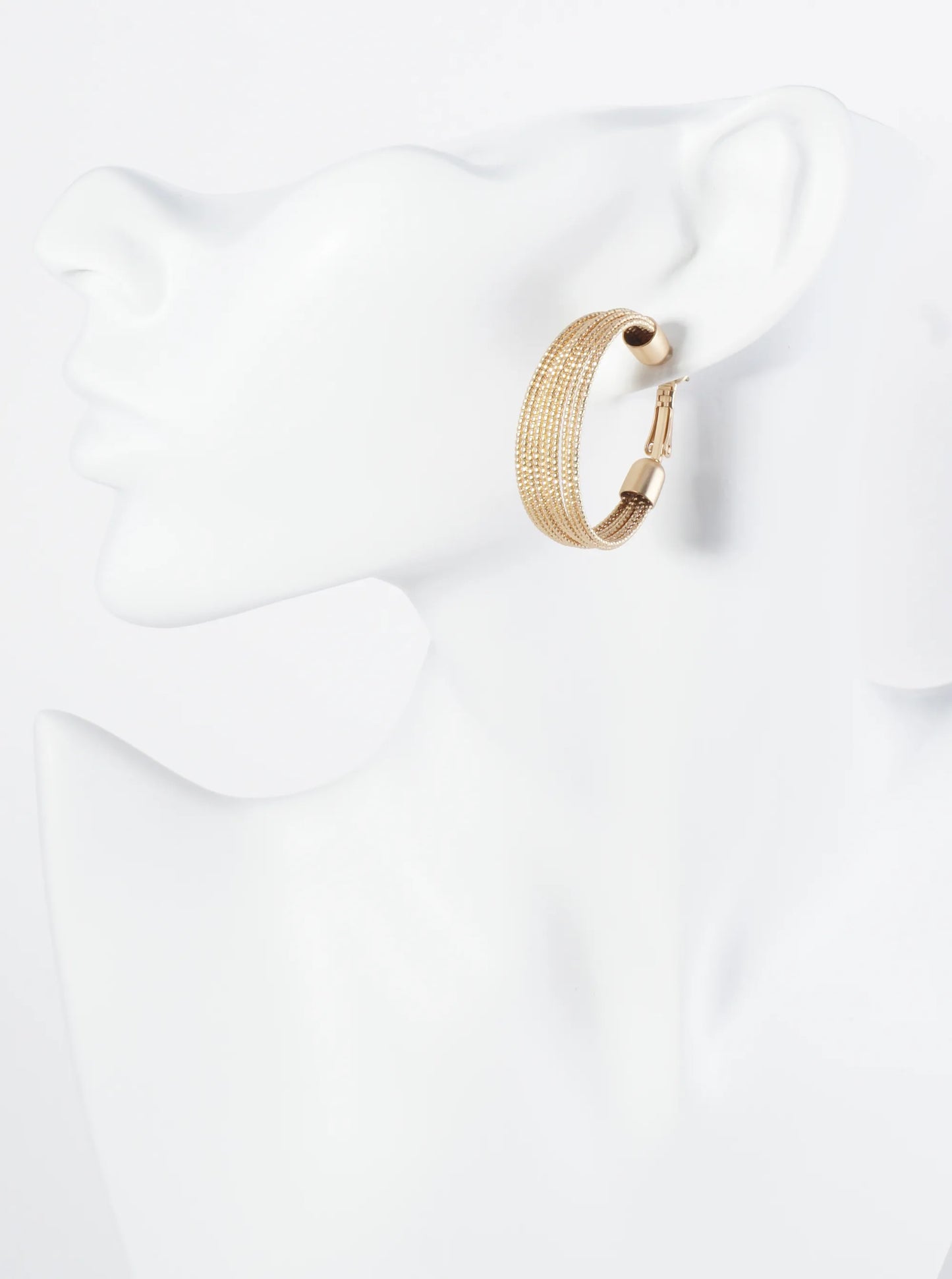35mm Metal Textured Wire Hoop Earrings