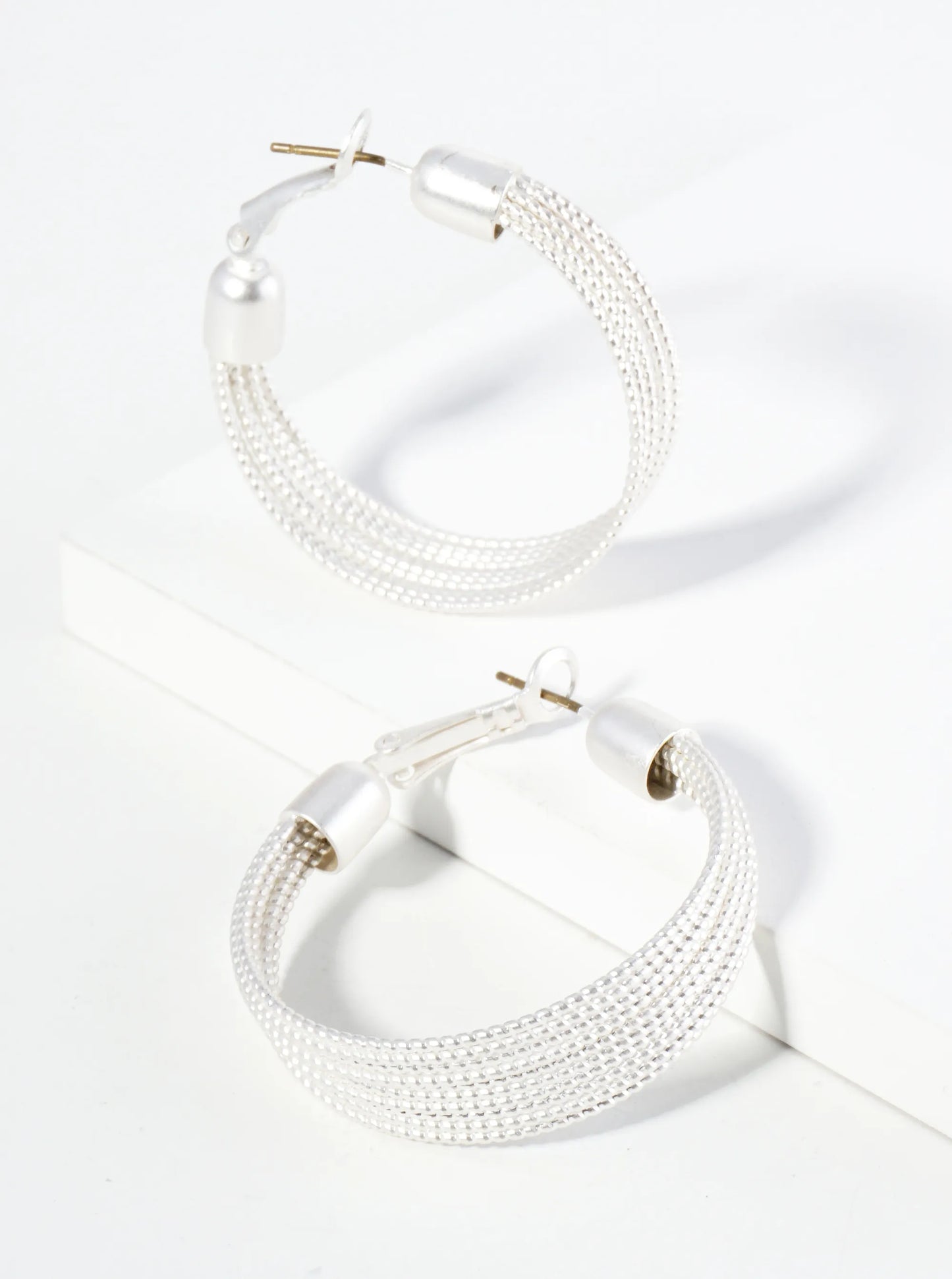 35mm Metal Textured Wire Hoop Earrings
