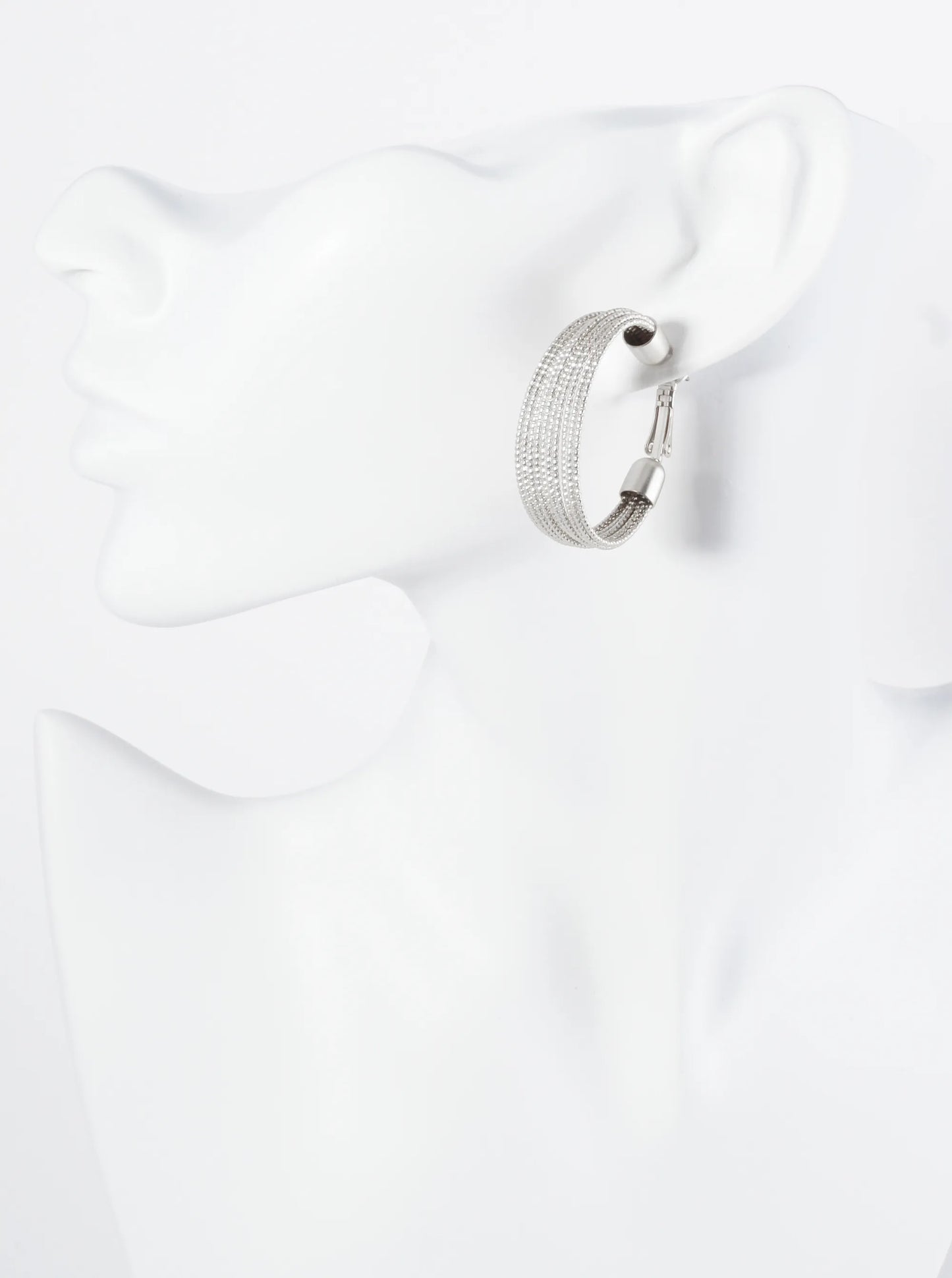 35mm Metal Textured Wire Hoop Earrings