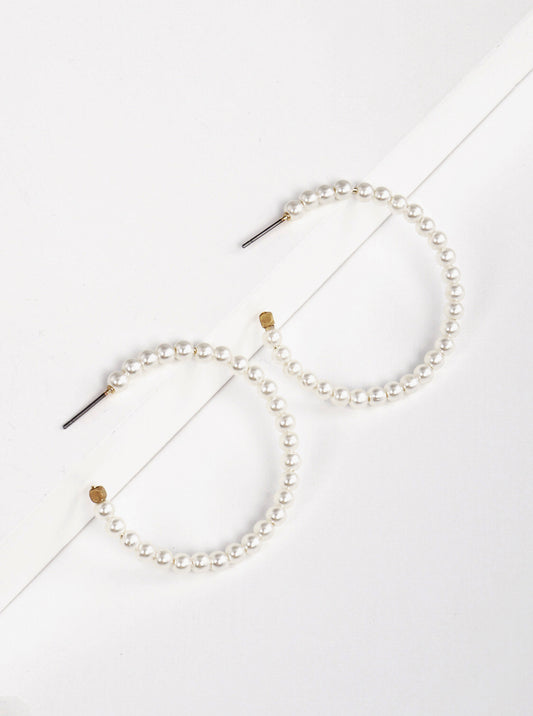 35mm Pearl Steel Wire Hoop Earrings