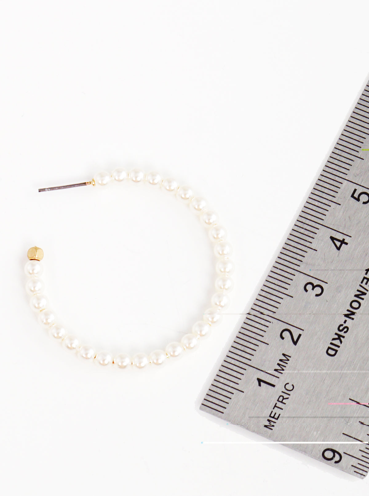 35mm Pearl Steel Wire Hoop Earrings