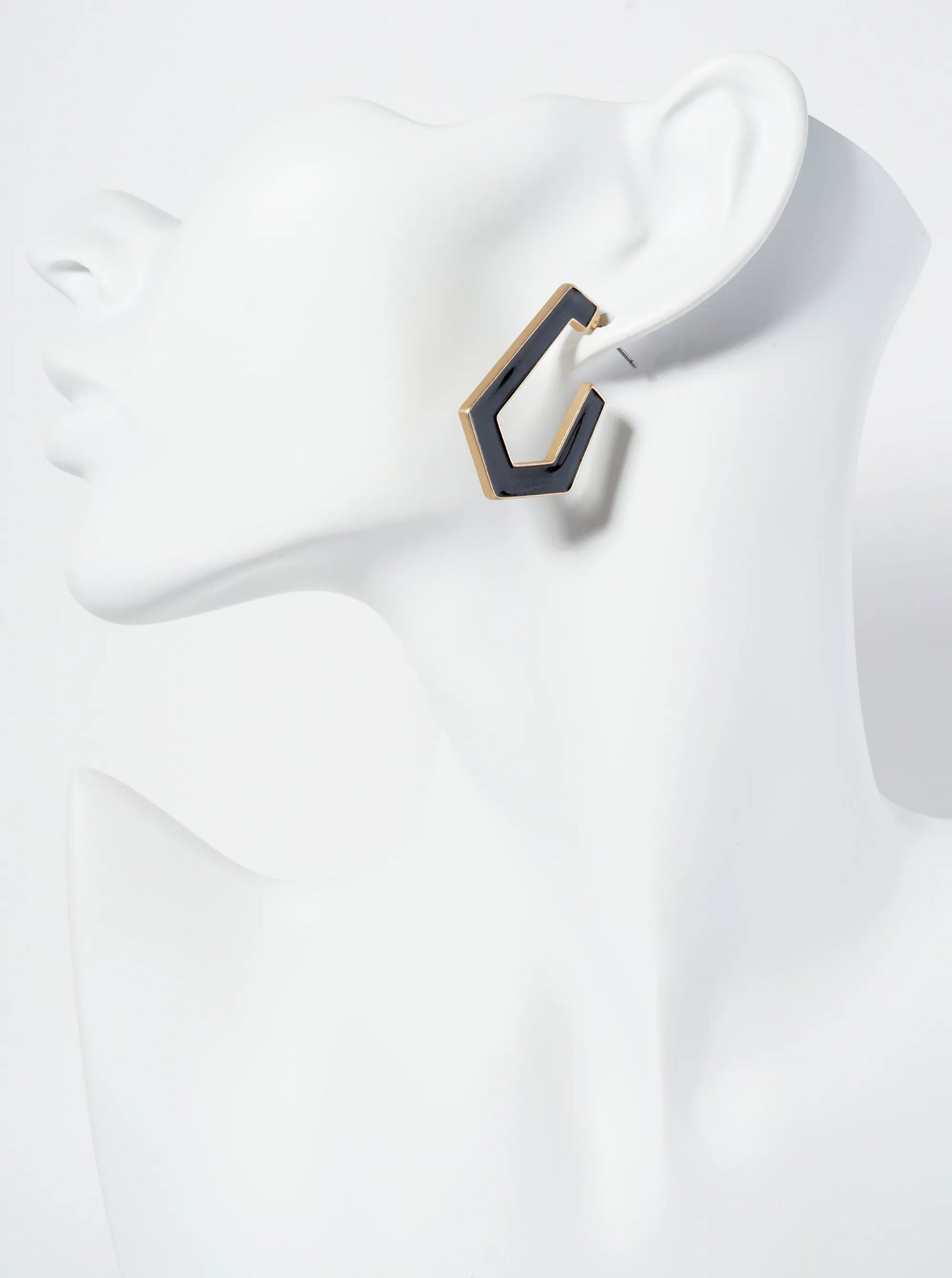 35mm Pentagon Shape Enamel Hoop Earrings