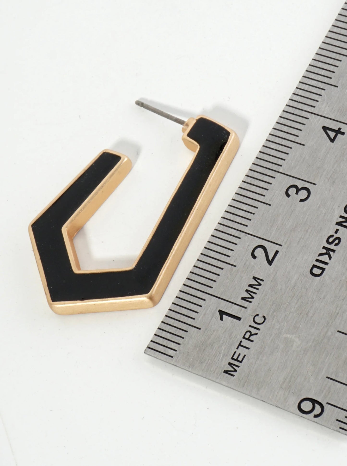 35mm Pentagon Shape Enamel Hoop Earrings