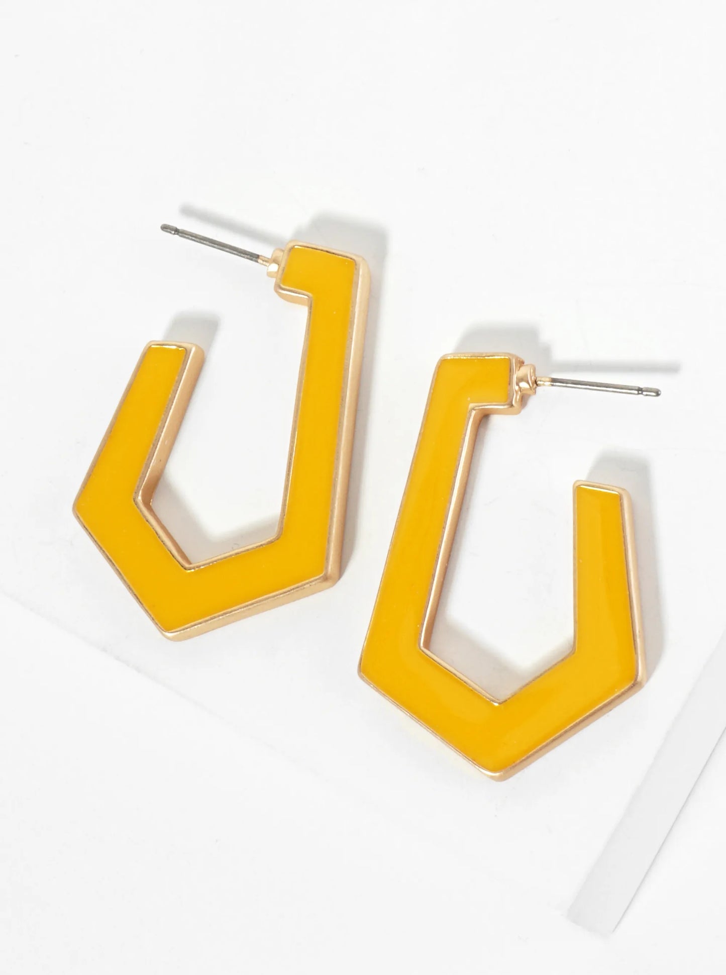 35mm Pentagon Shape Enamel Hoop Earrings