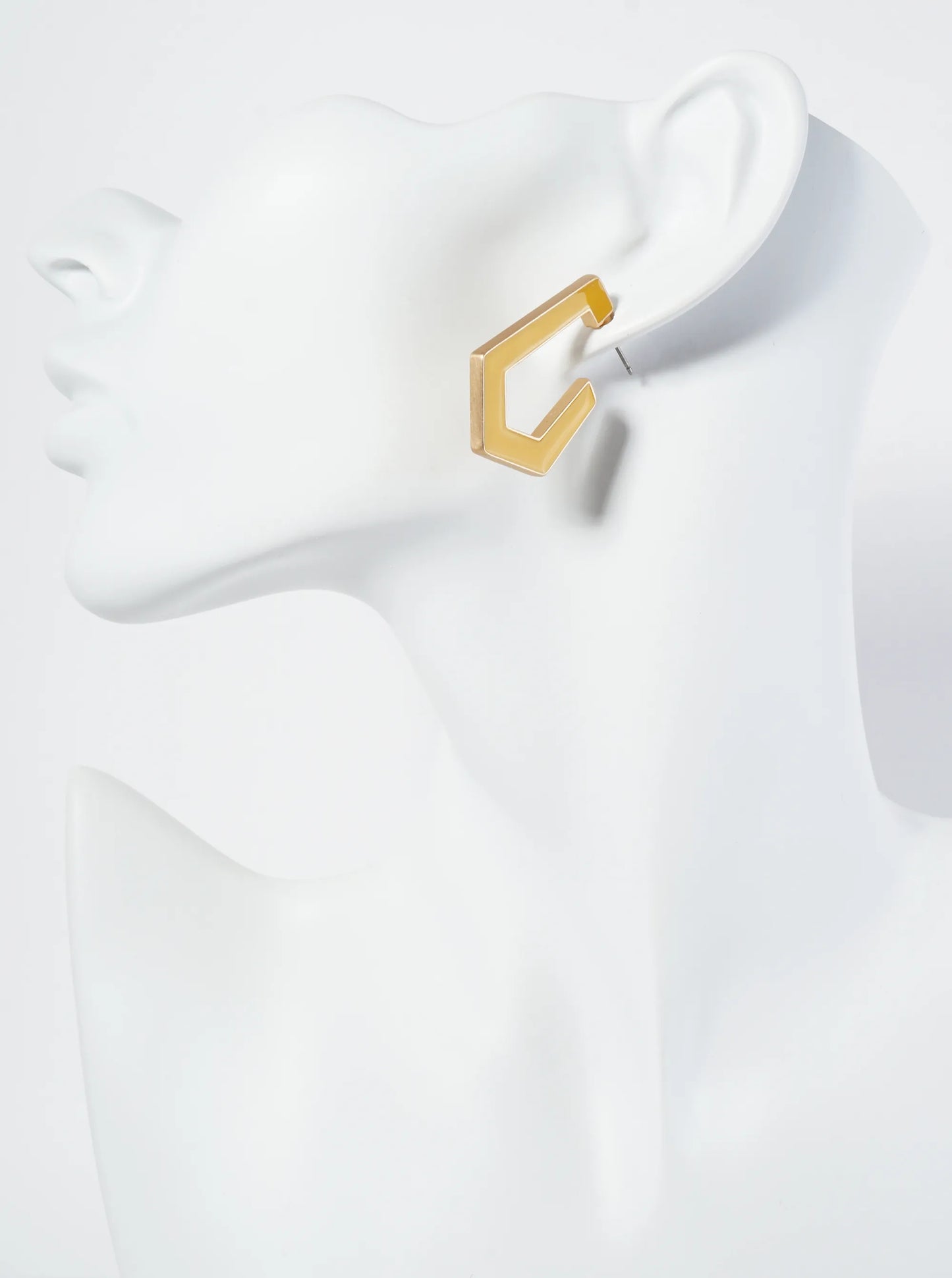 35mm Pentagon Shape Enamel Hoop Earrings