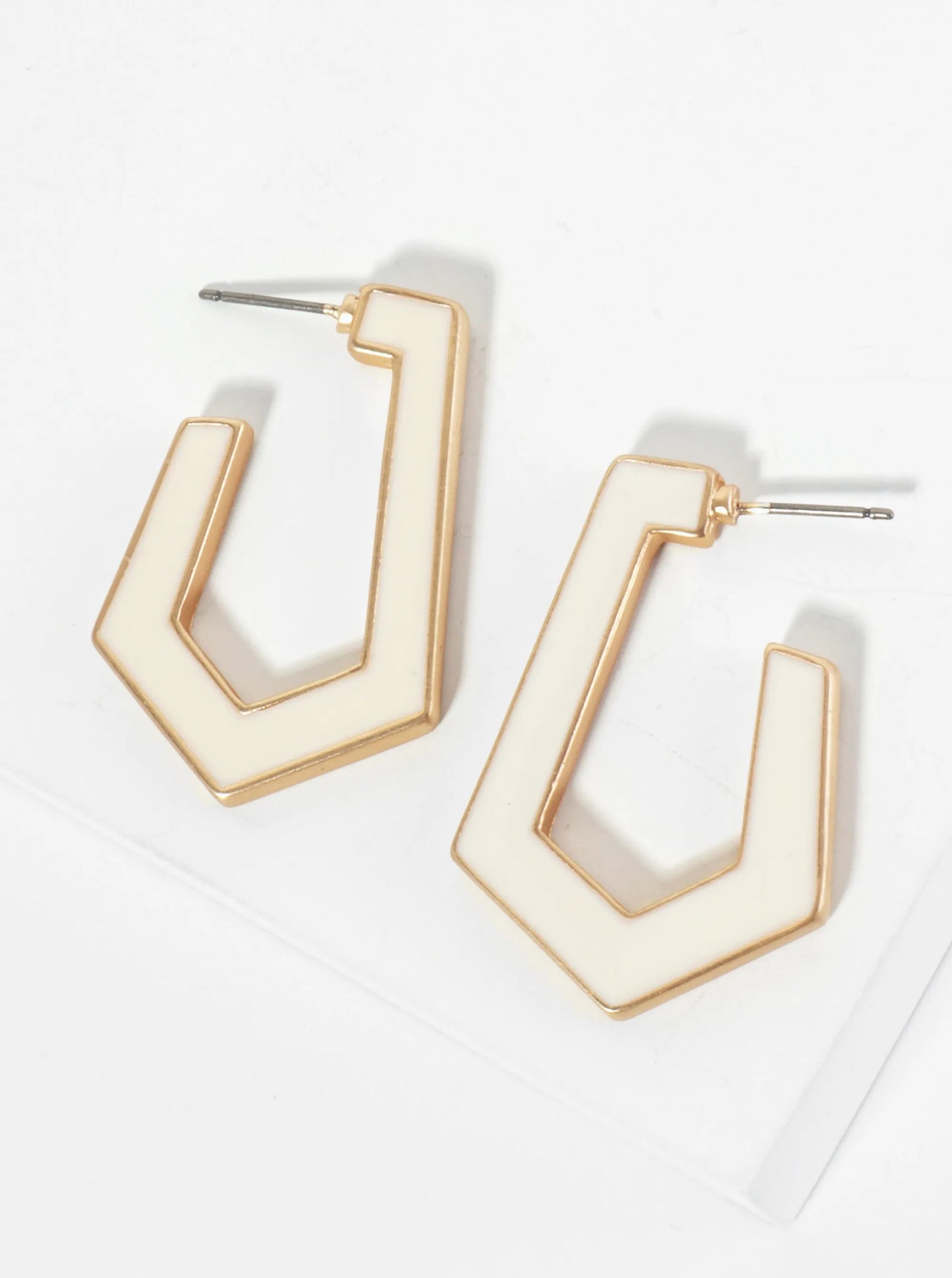 35mm Pentagon Shape Enamel Hoop Earrings