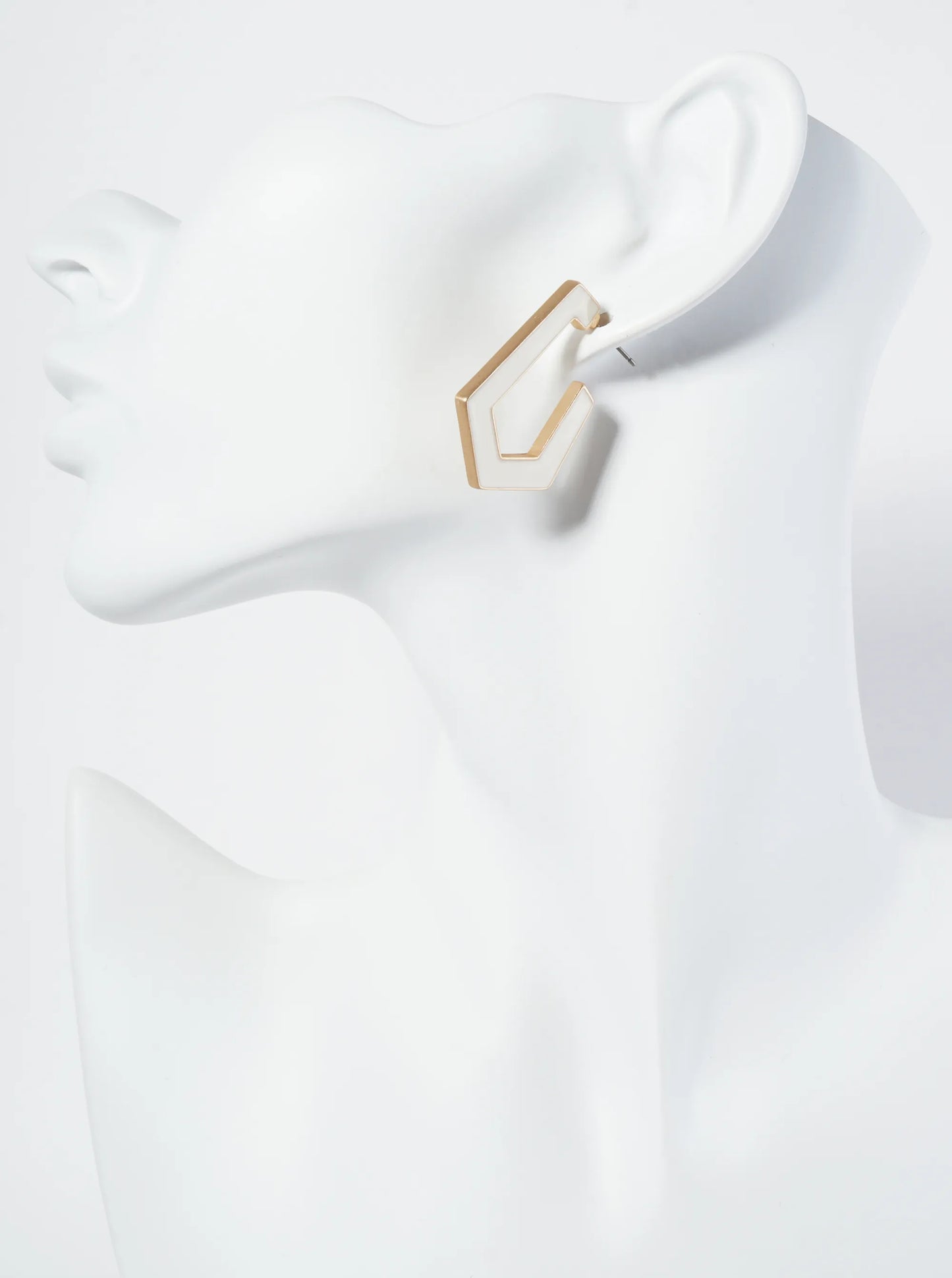 35mm Pentagon Shape Enamel Hoop Earrings