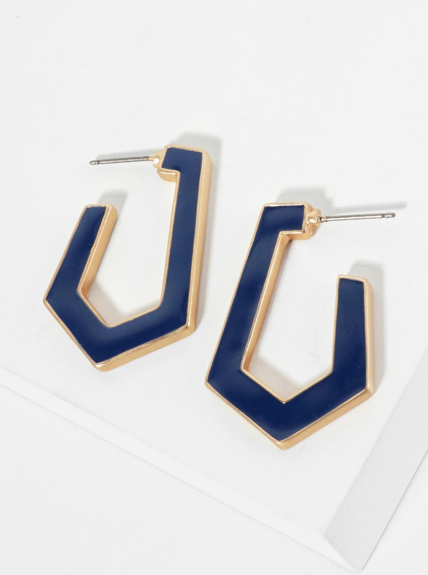 35mm Pentagon Shape Enamel Hoop Earrings