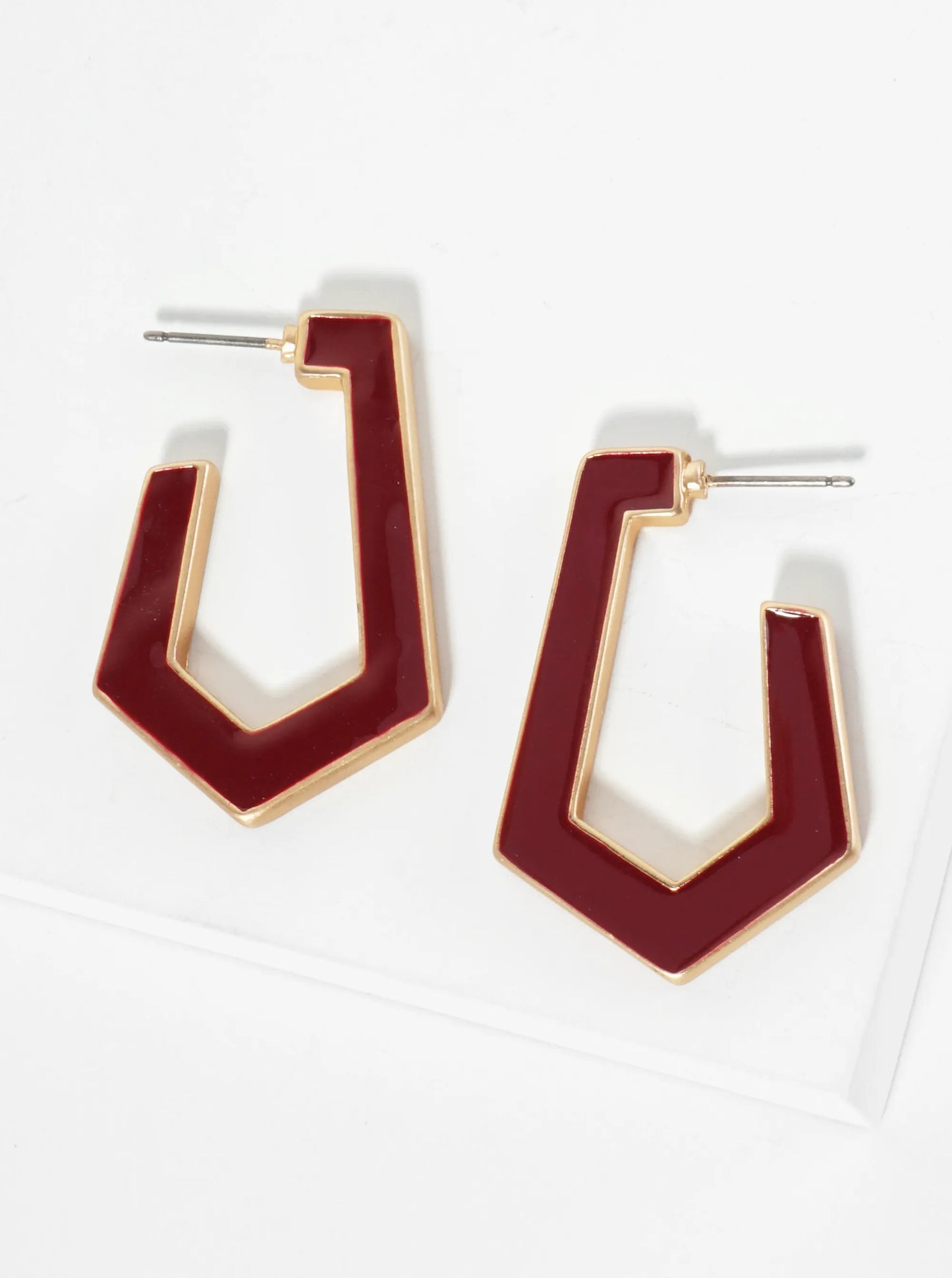 35mm Pentagon Shape Enamel Hoop Earrings
