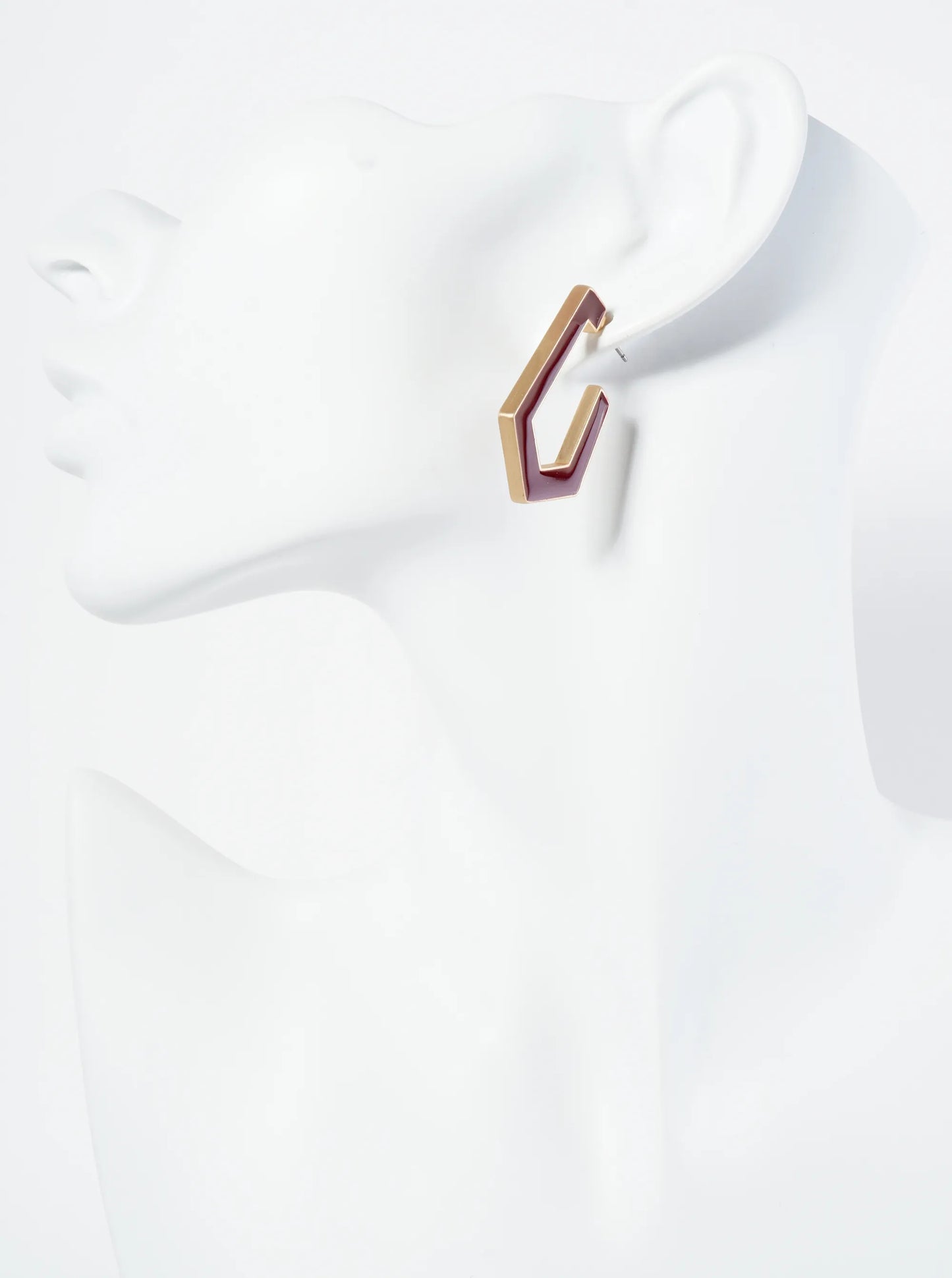35mm Pentagon Shape Enamel Hoop Earrings