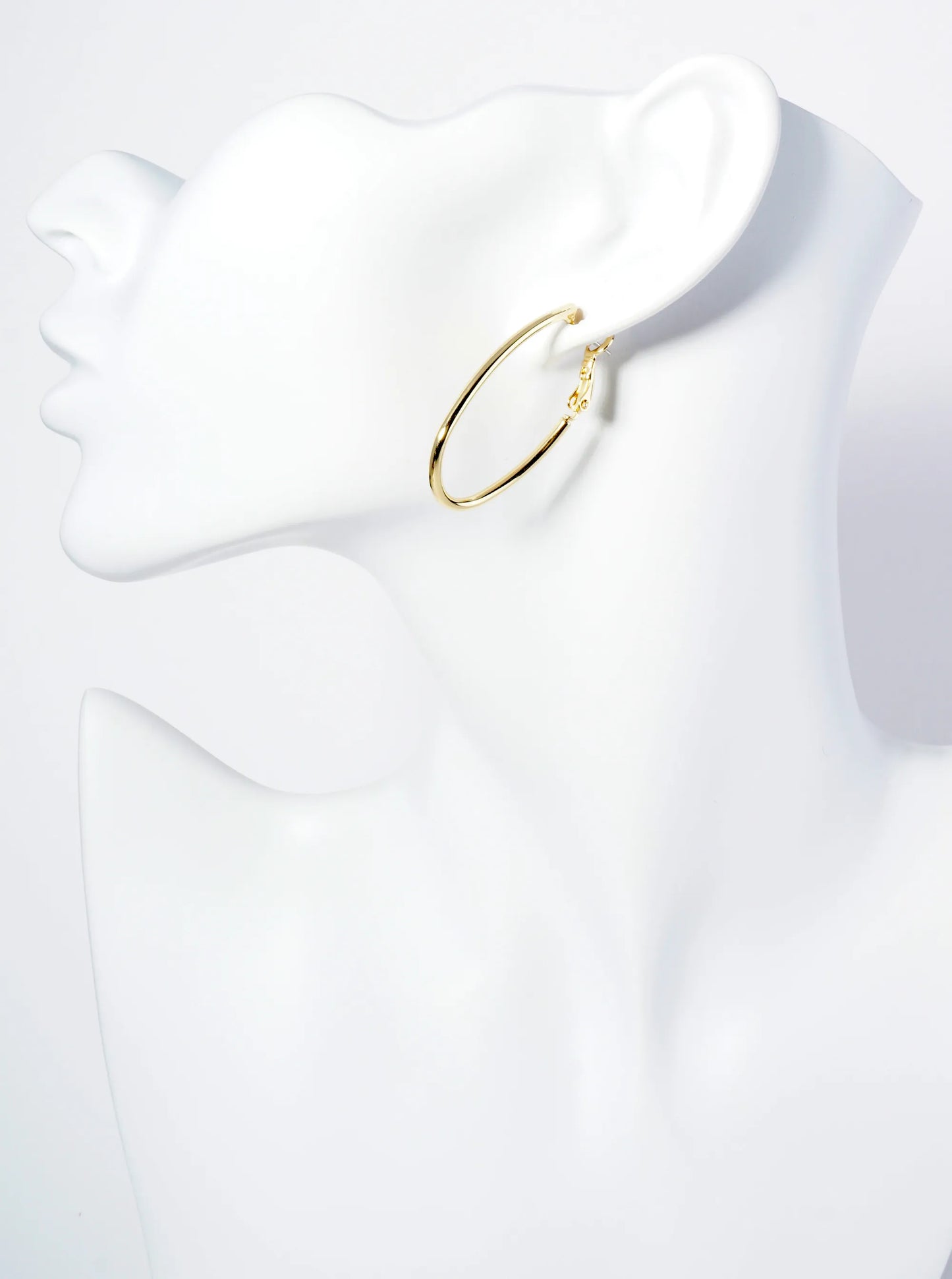 35mm Polished 14K-Gold-Dipped Oval Latch Back Hoop Earrings