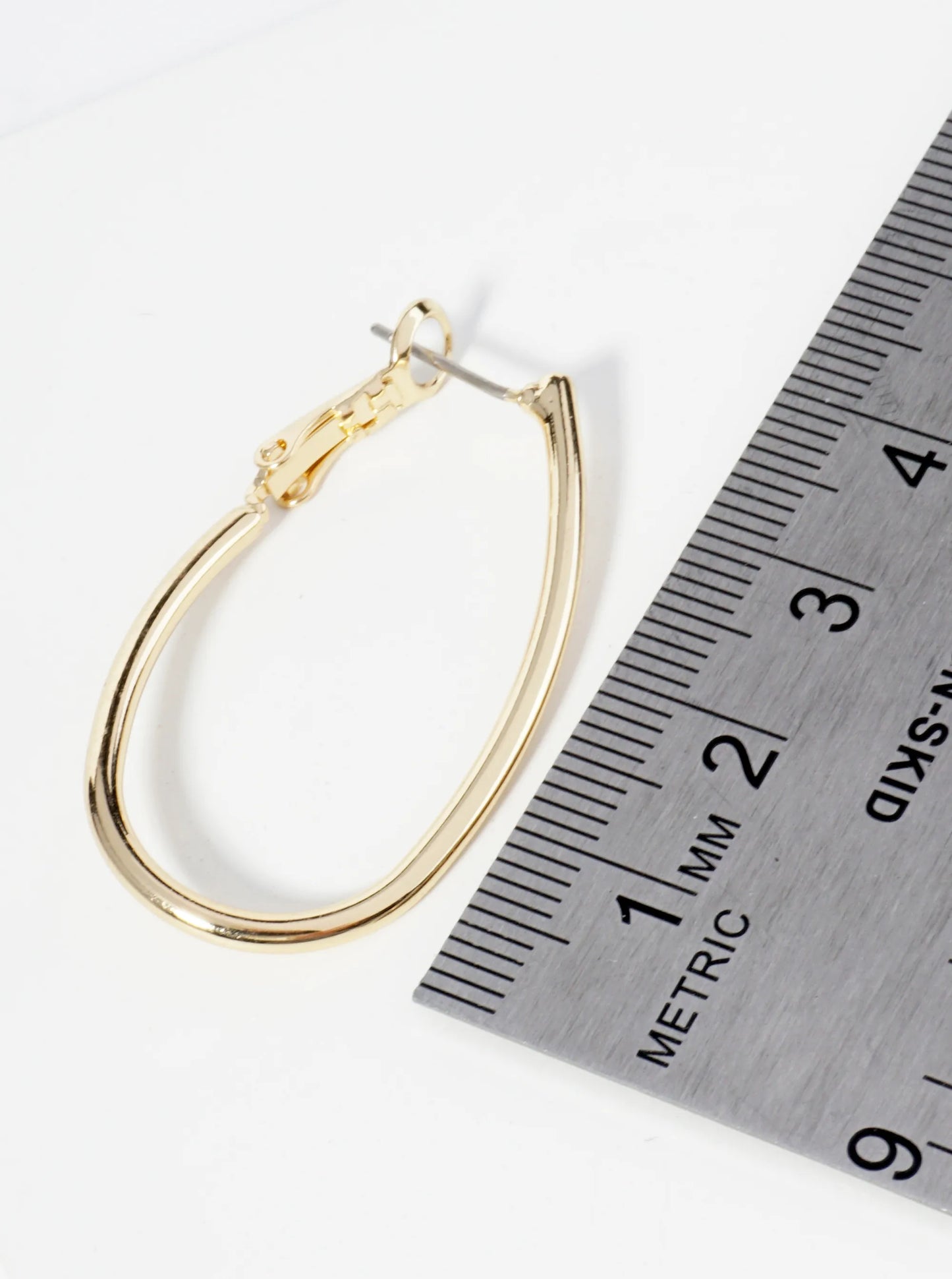 35mm Polished 14K-Gold-Dipped Oval Latch Back Hoop Earrings