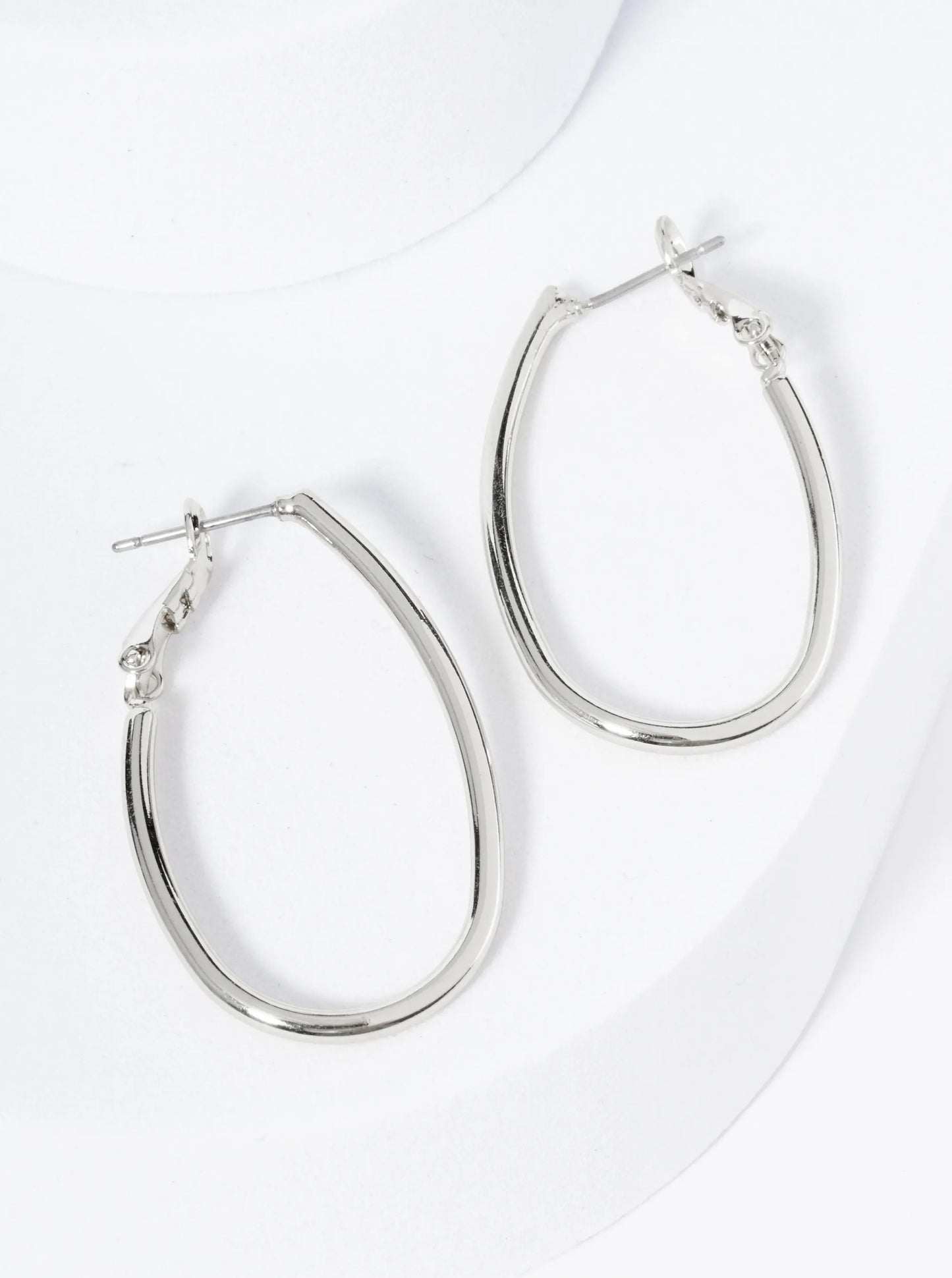 35mm Polished 14K-Gold-Dipped Oval Latch Back Hoop Earrings