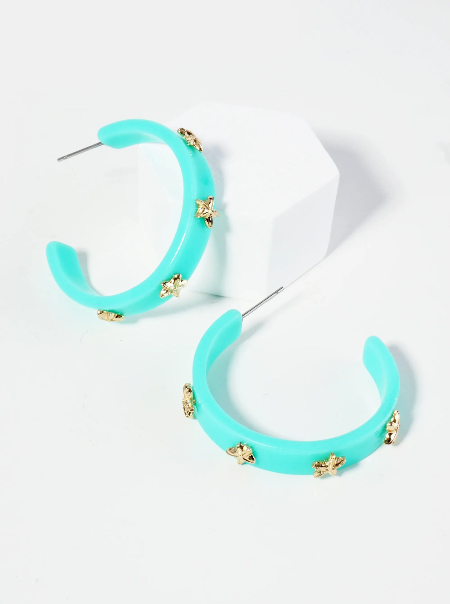 35mm Sea Star Resin Hoop Earrings