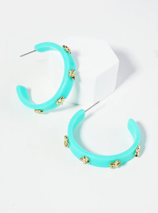 35mm Sea Star Resin Hoop Earrings