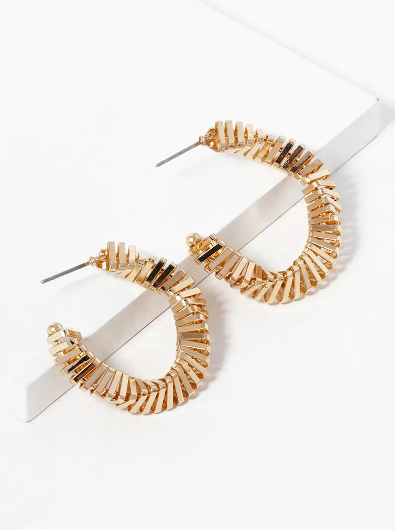 35mm Shiny Brass Twisting Hoop Earrings