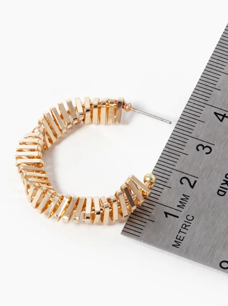 35mm Shiny Brass Twisting Hoop Earrings