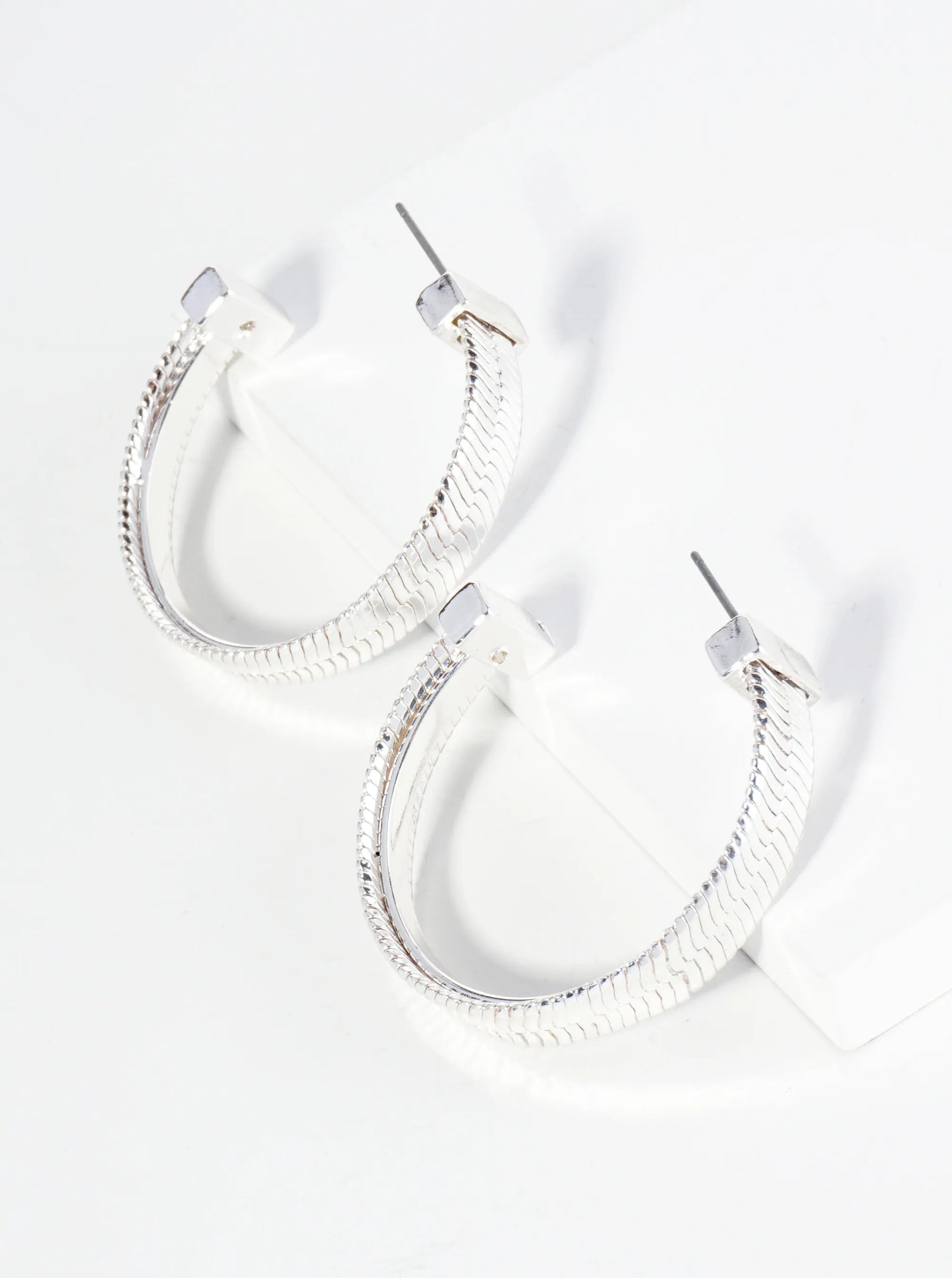 35mm Snake Chain Open Hoop Earrings