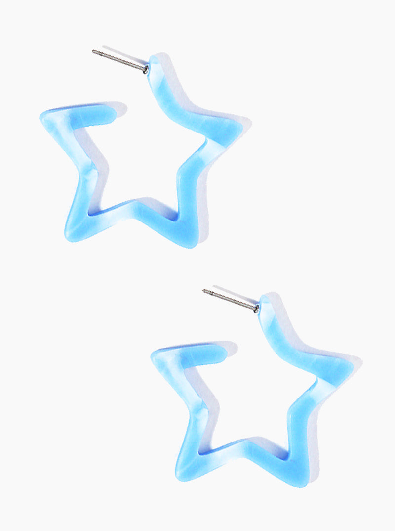 35mm Star Shaped Resin Hoop Earrings