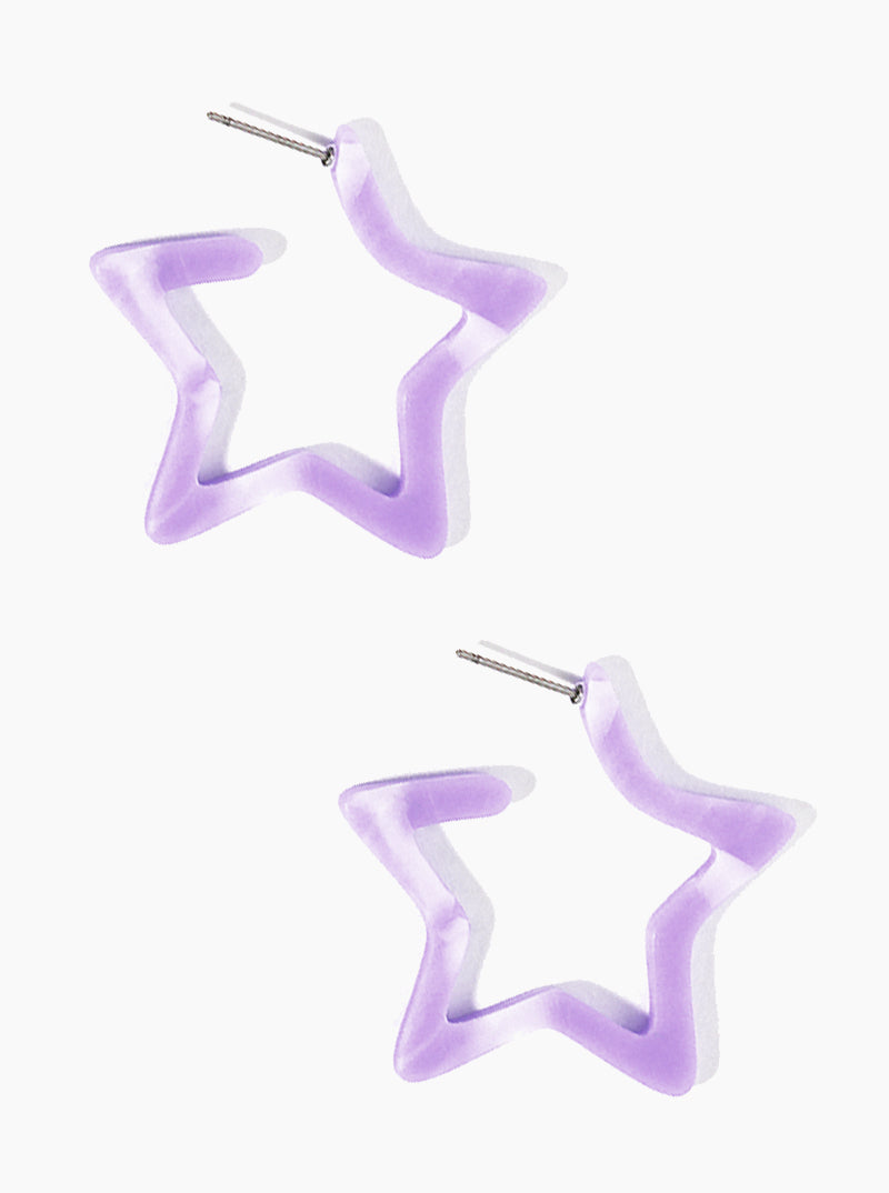 35mm Star Shaped Resin Hoop Earrings