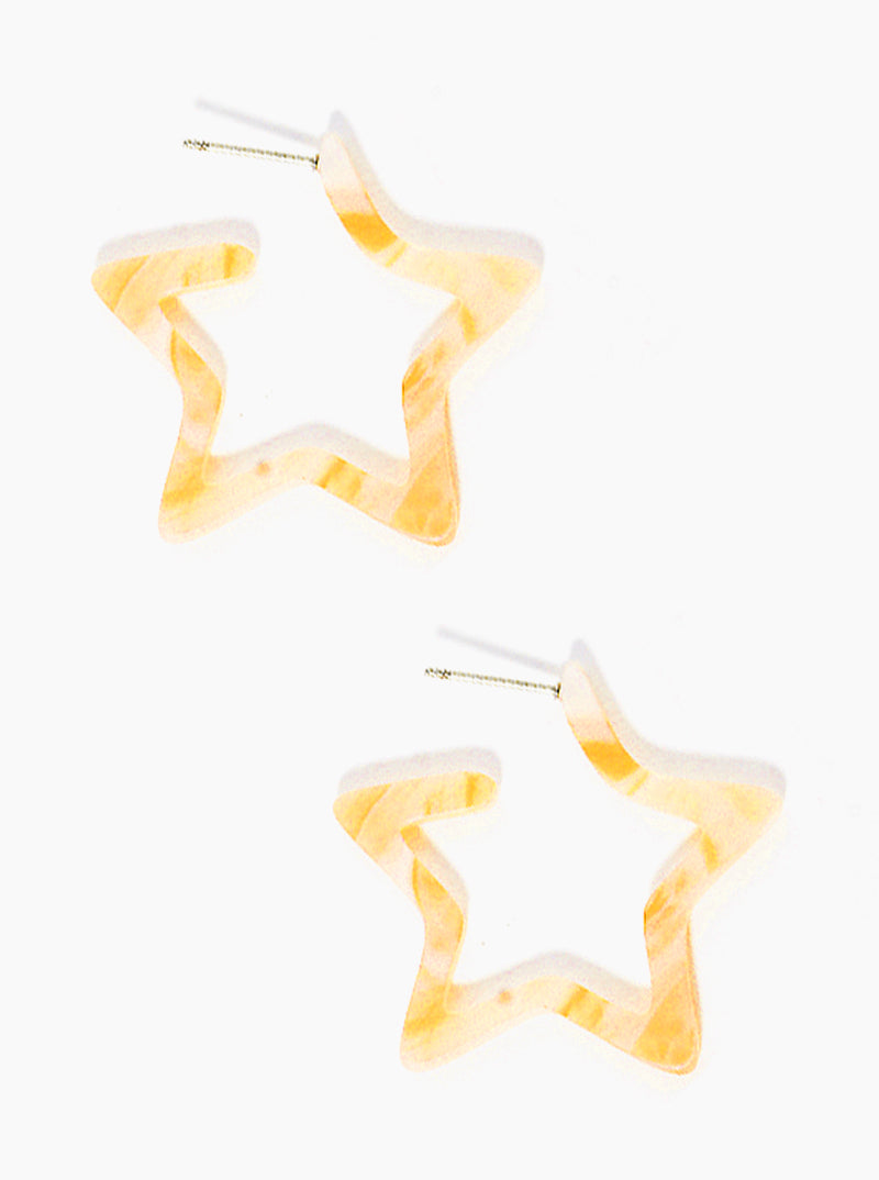 35mm Star Shaped Resin Hoop Earrings