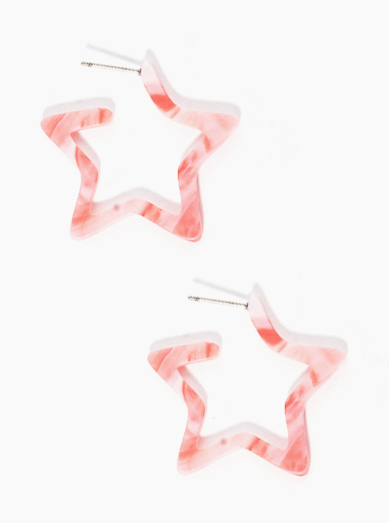 35mm Star Shaped Resin Hoop Earrings