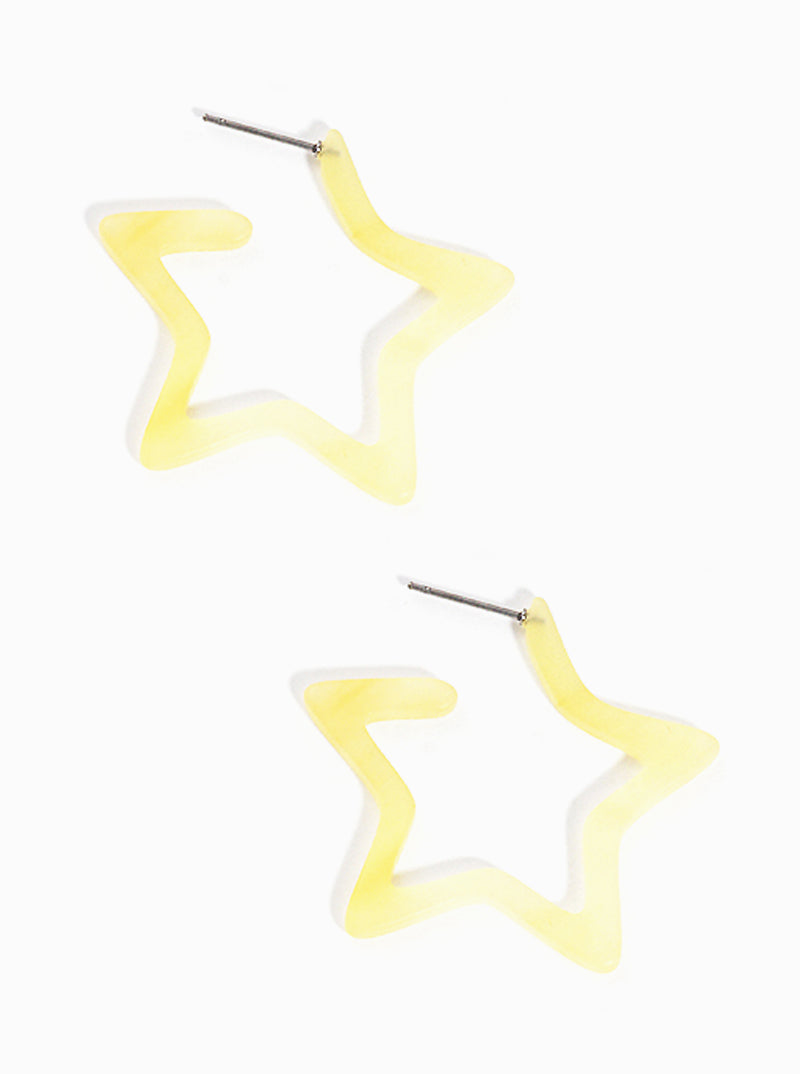 35mm Star Shaped Resin Hoop Earrings