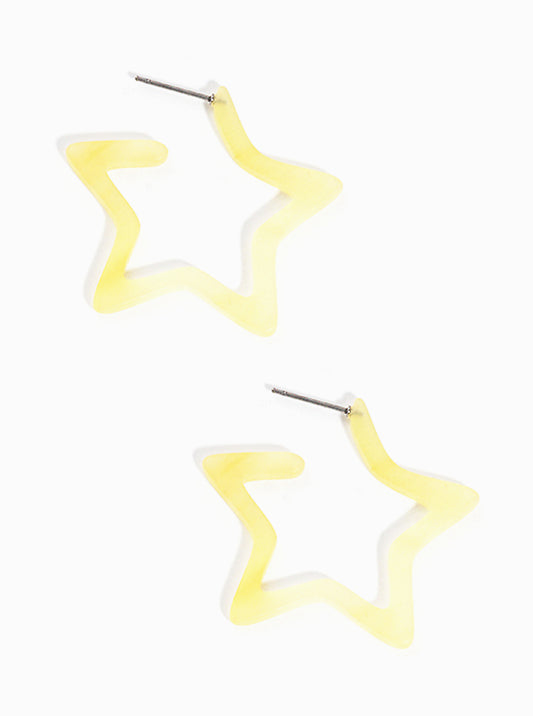 35mm Star Shaped Resin Hoop Earrings