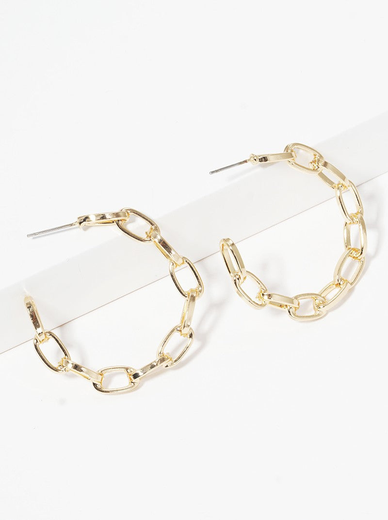 35mm Steel Chain Hoop Earrings