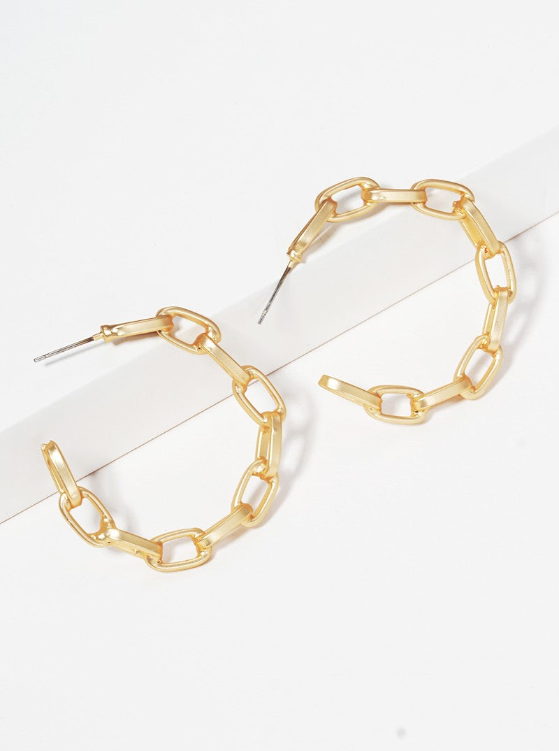 35mm Steel Chain Hoop Earrings