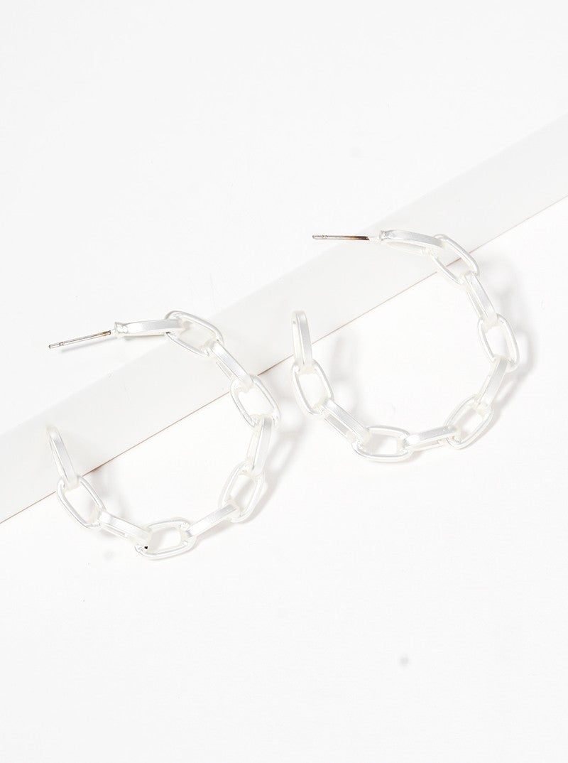 35mm Steel Chain Hoop Earrings