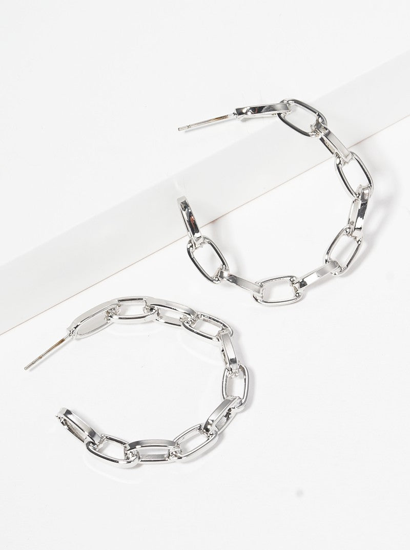 35mm Steel Chain Hoop Earrings