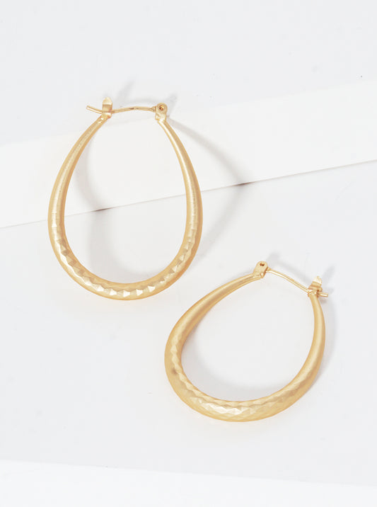 35mm Textured Teardrop Elegant Metal Hoop Earrings